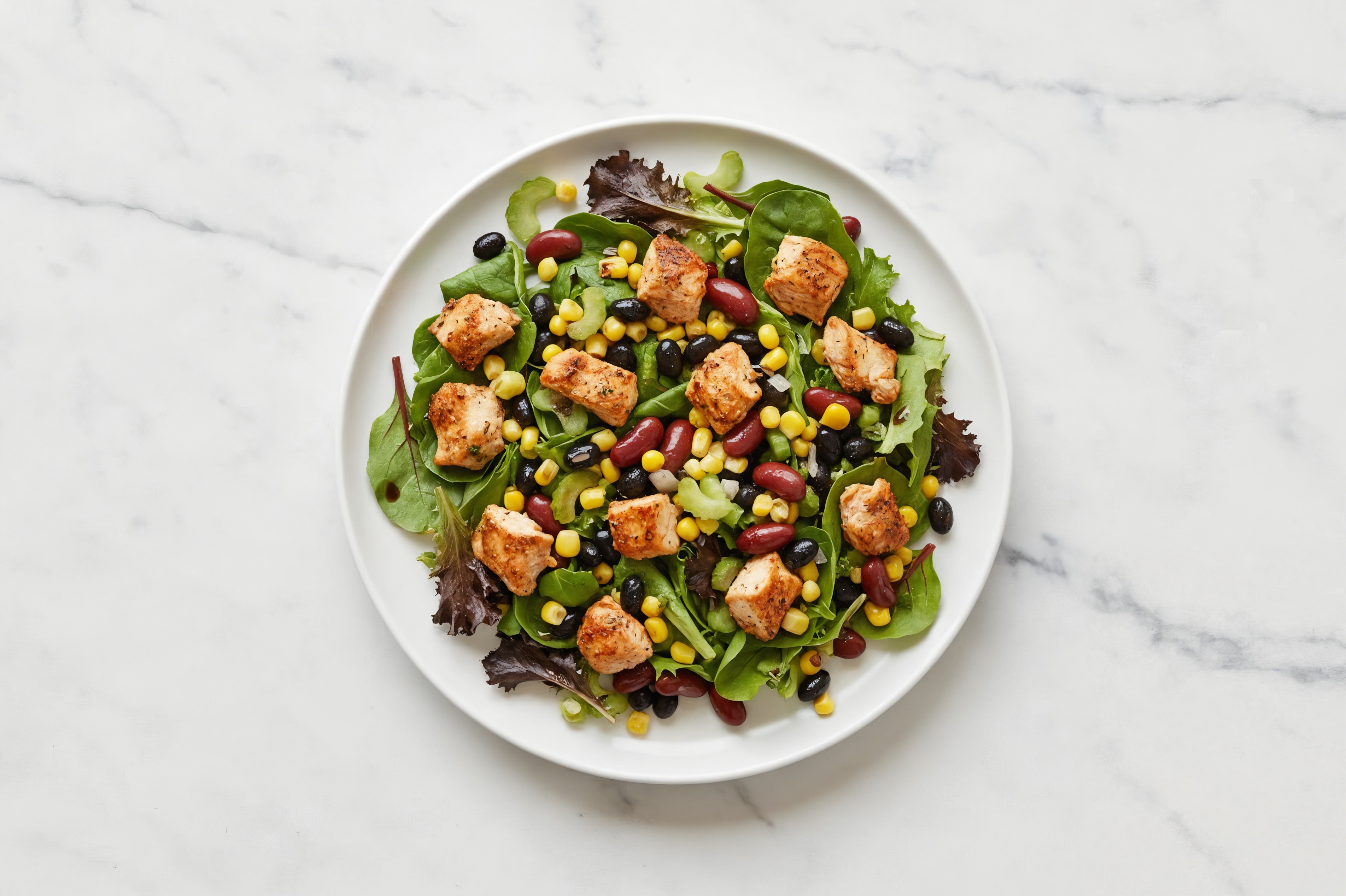 Balsamic Spring Mix Salad with Garlic Turkey & Black Beans