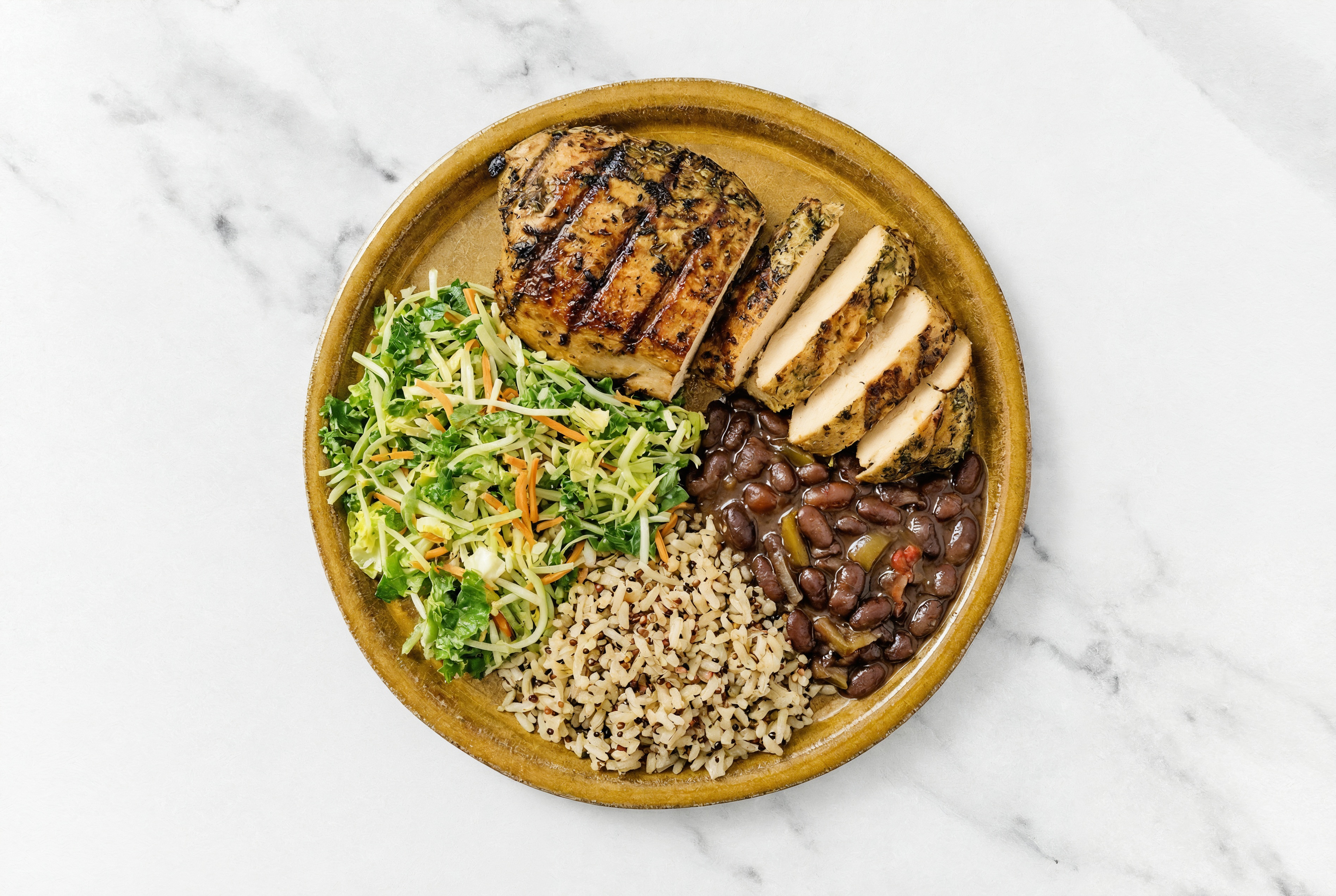 Cuban-Style Black Beans + Mediterranean Grilled Chicken Breast Plate