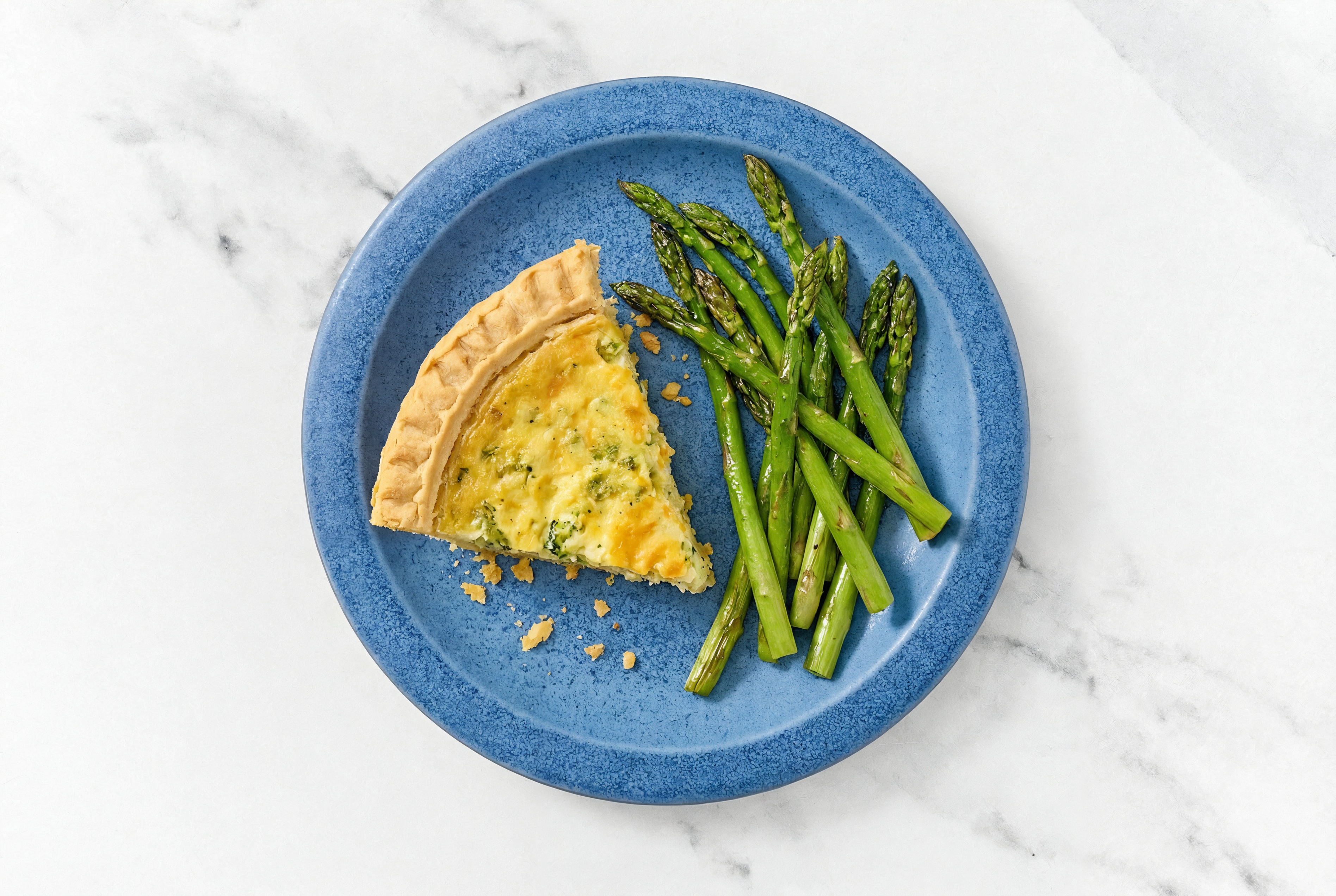 Broccoli & Cheddar Quiche with Asparagus
