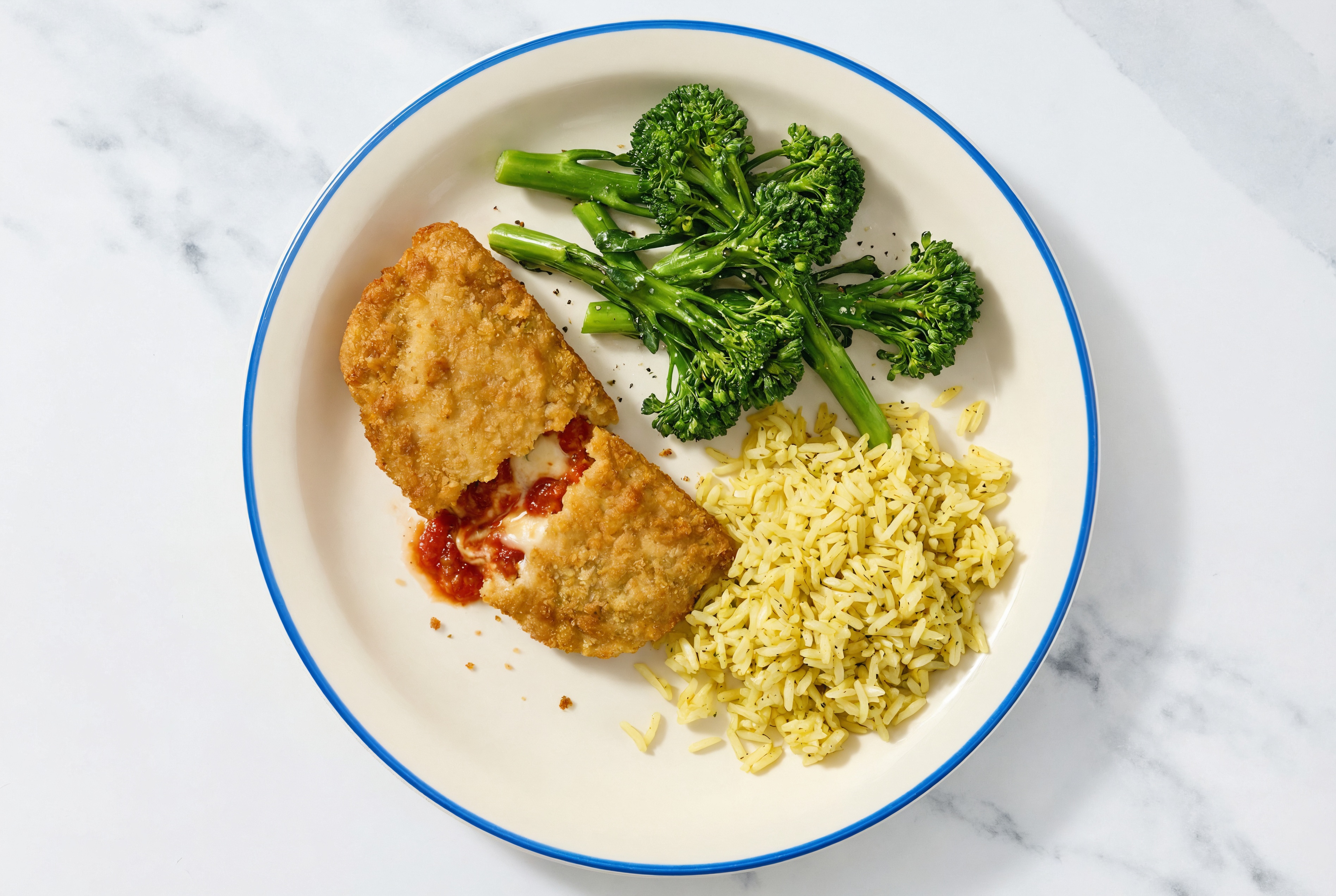 "Chicken" Parm with Baby Broccoli & Jasmine Rice
