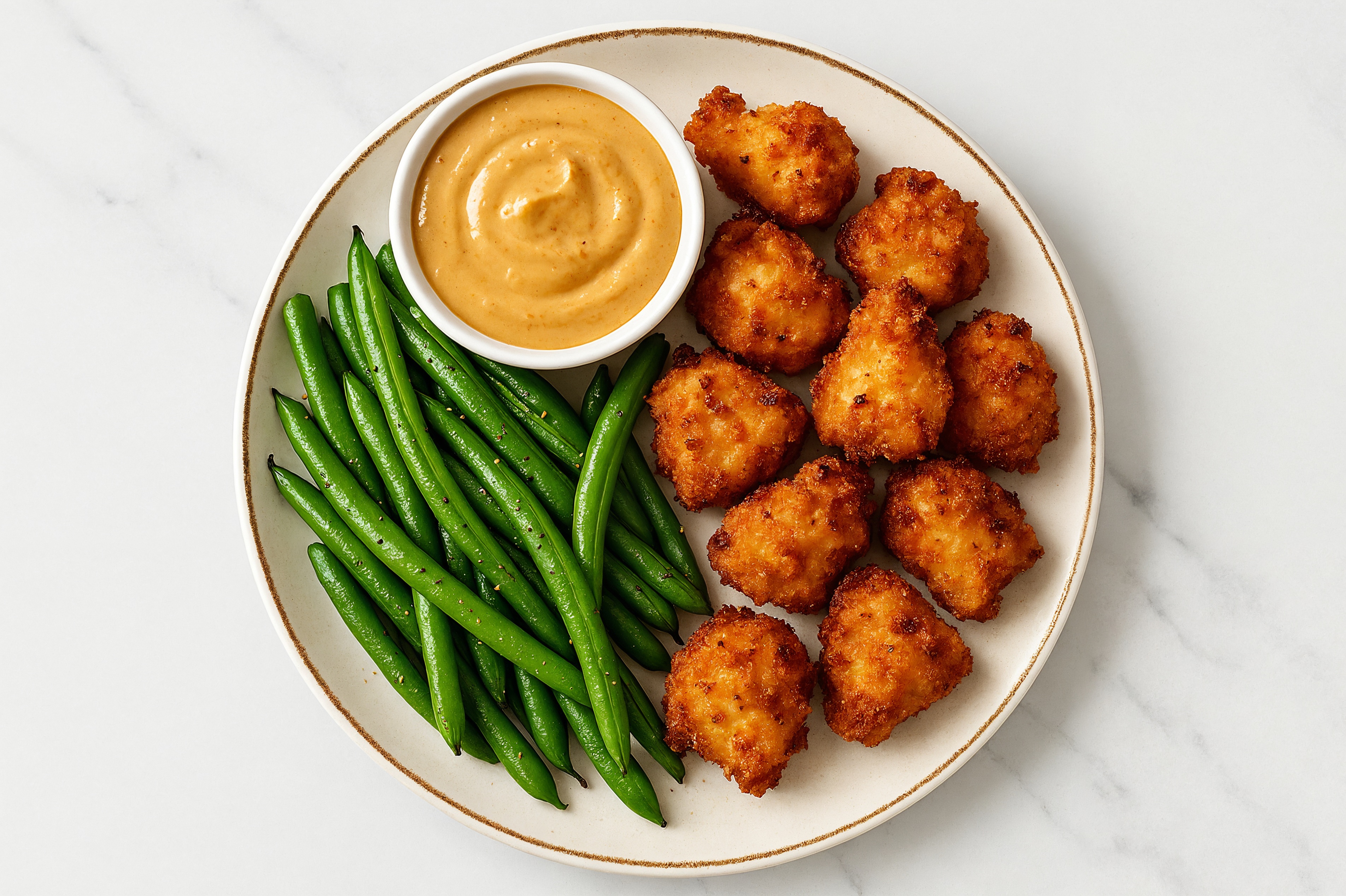 Chicken Nuggets + Organic Green Beans with Smoky BBQ Garlic Sauce