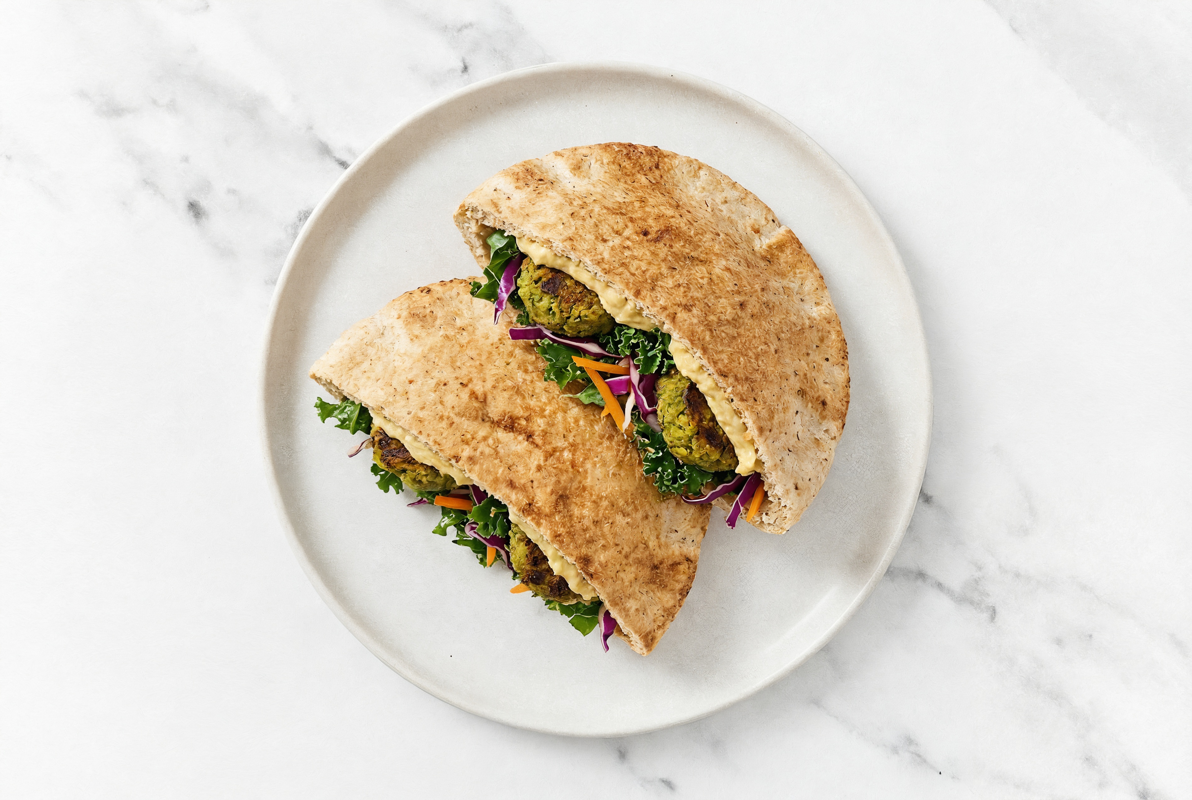 Herby Classic Rainbow Veggie Mix Falafel Whole Grain Pita Pockets Sandwiches