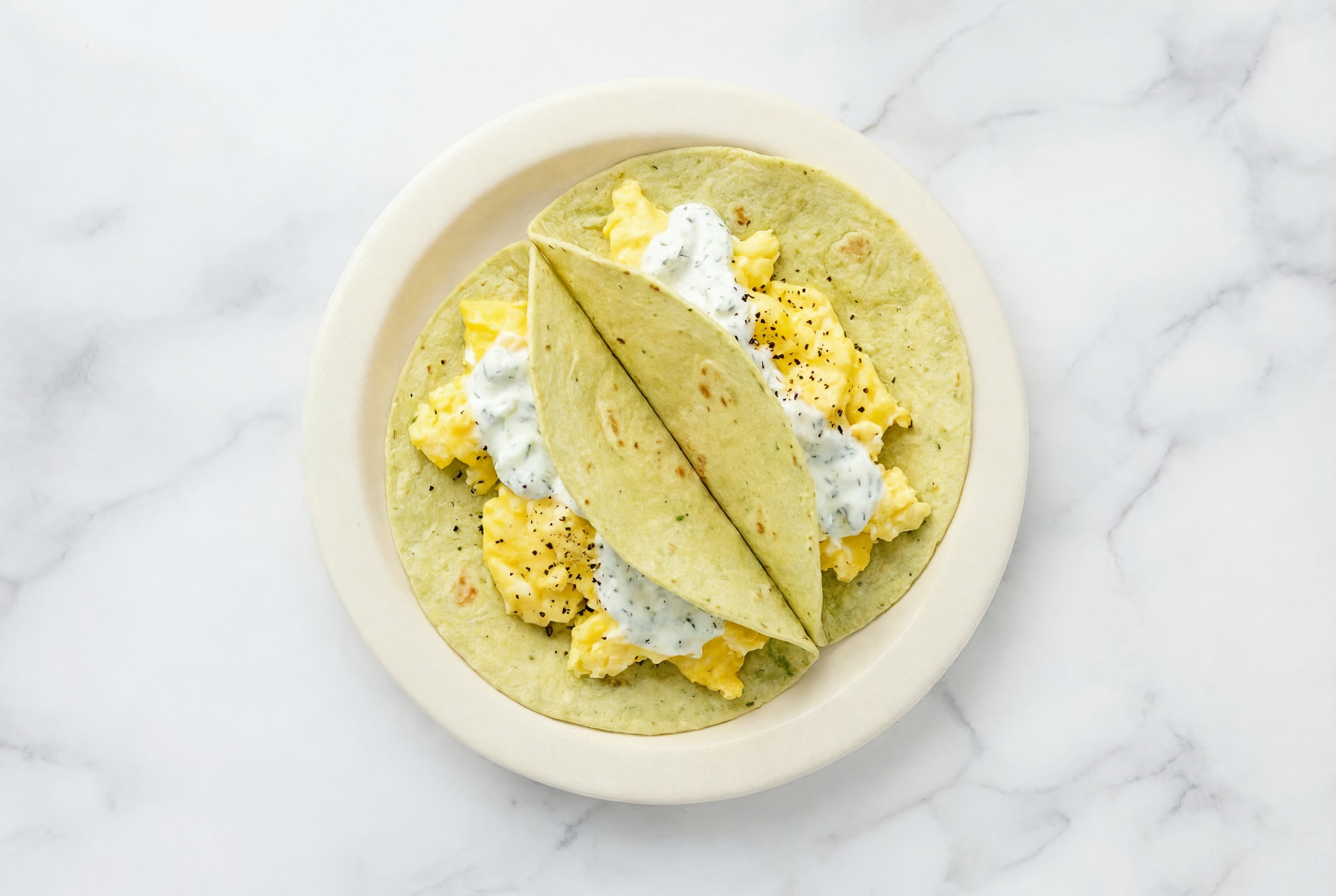 Tzatziki + Egg Tacos with Spinach Tortilla