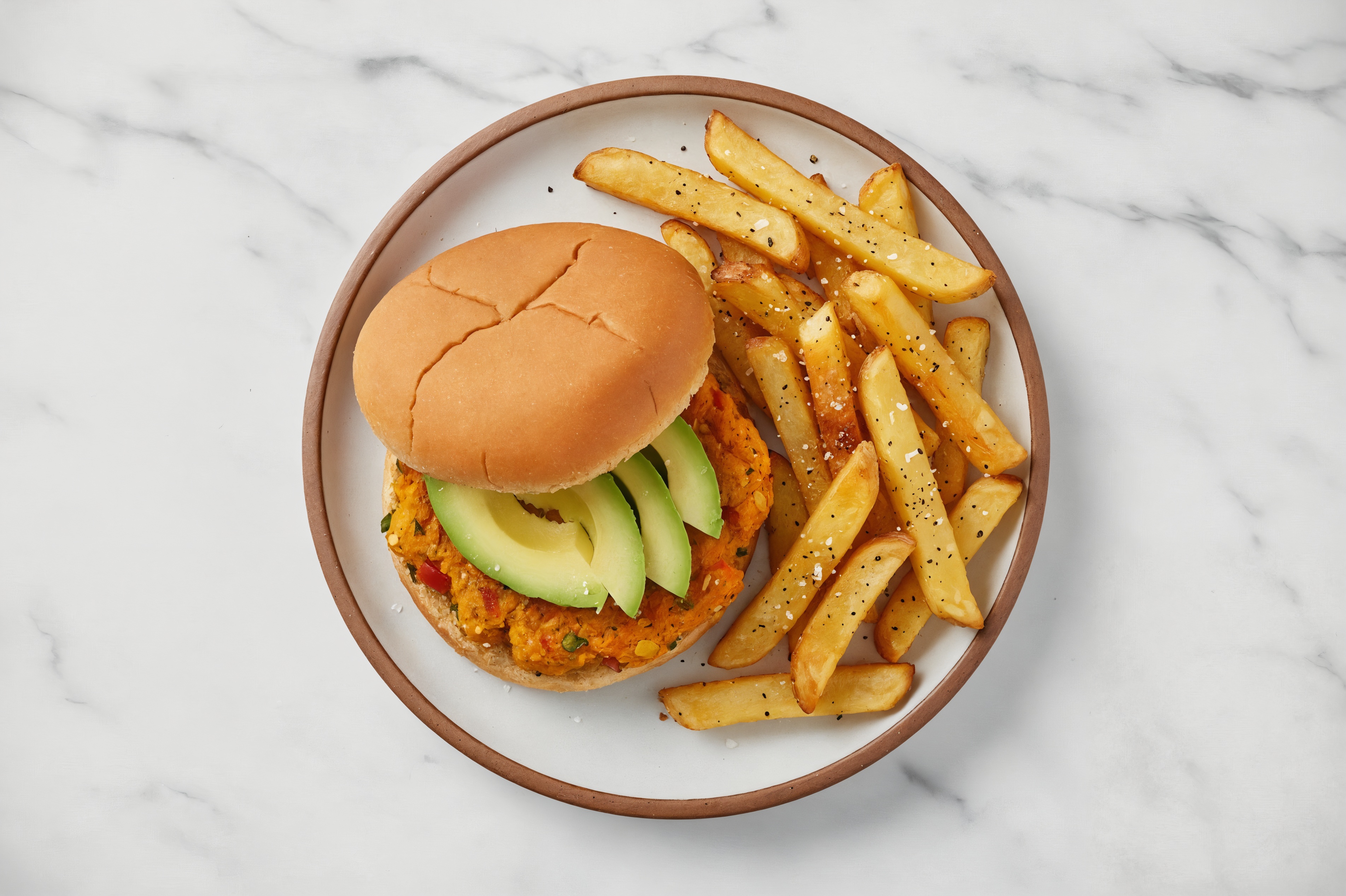 GF Sweet Potato Veggie Burger + Fries