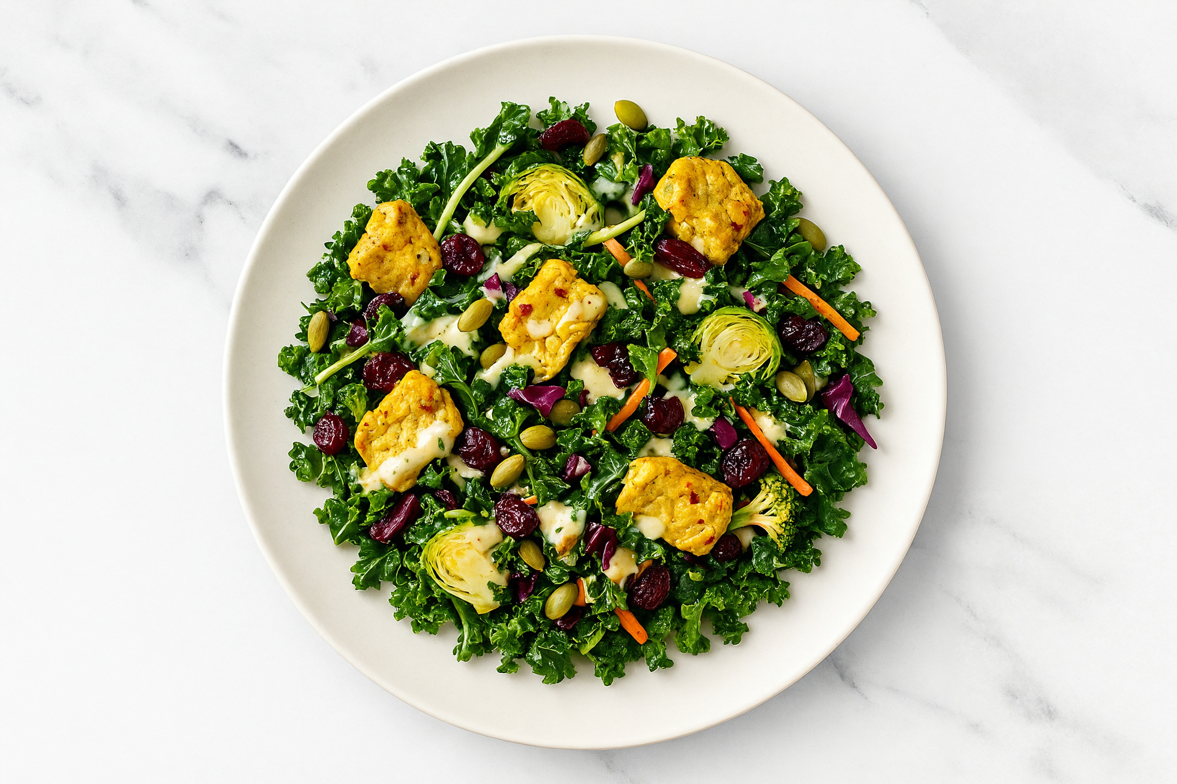 Sweet Kale Salad with Braised Lemongrass Tofu