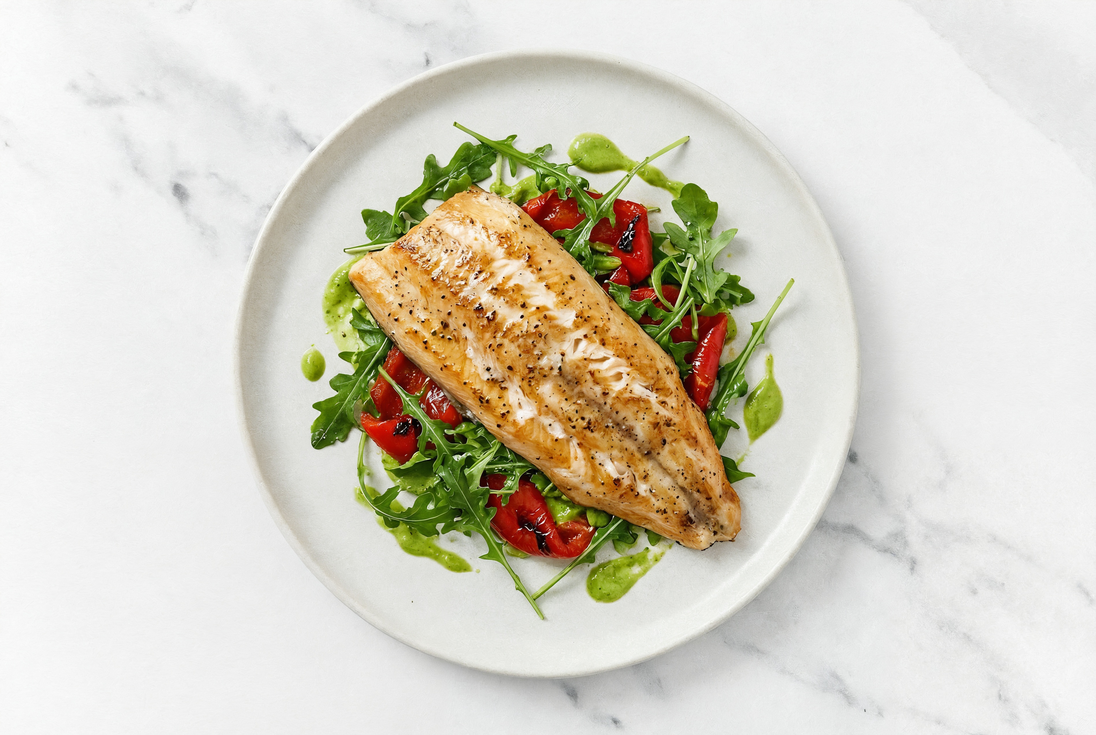 Arugula Salad with Trout, Peppers & Avocado