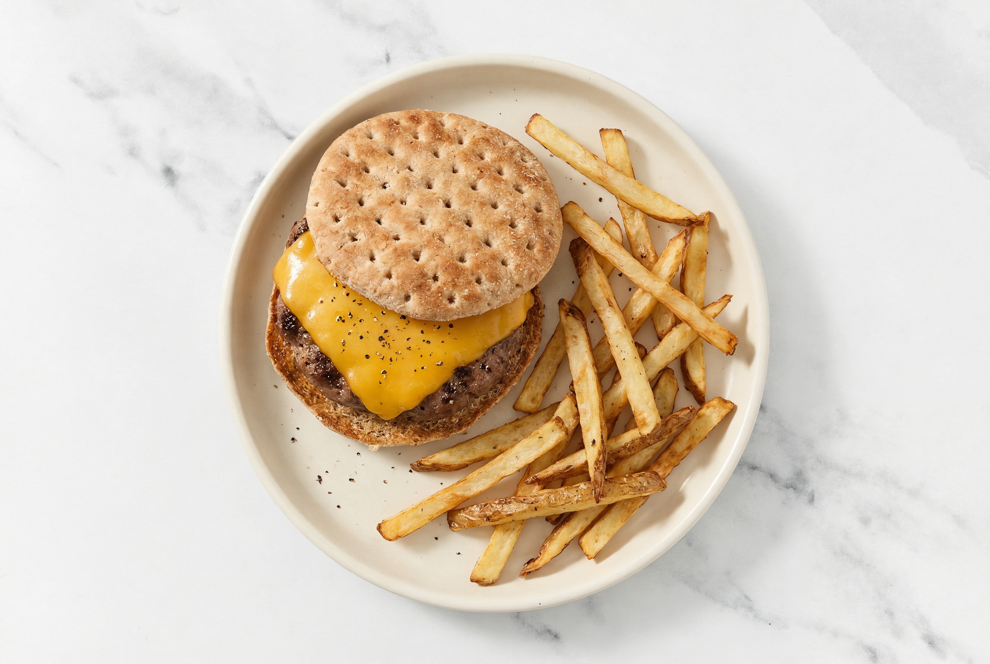 Garden Juicy Cheddar Cheeseburger + Oven Fries