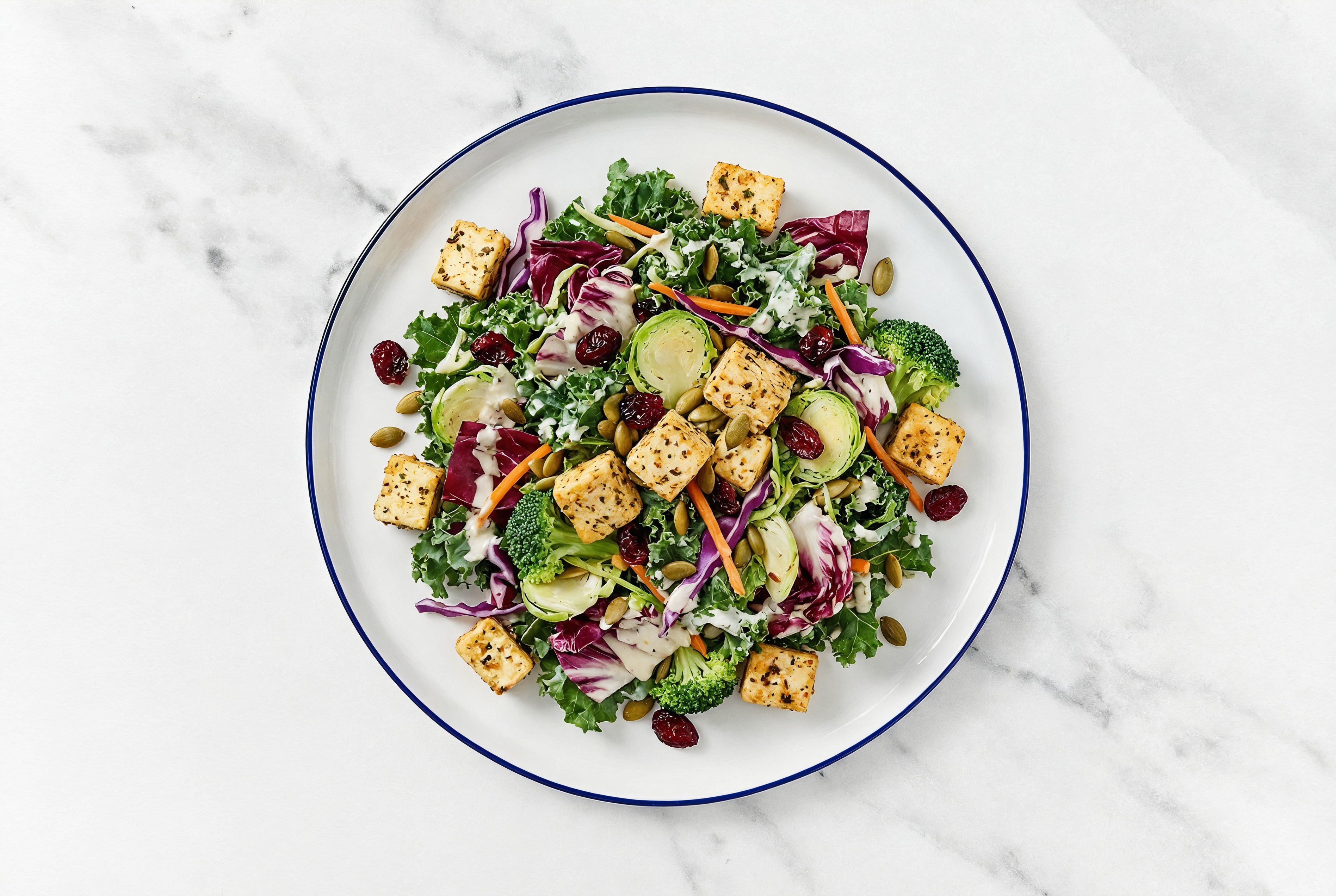 Sweet Kale Salad with Savory Spiced Tofu