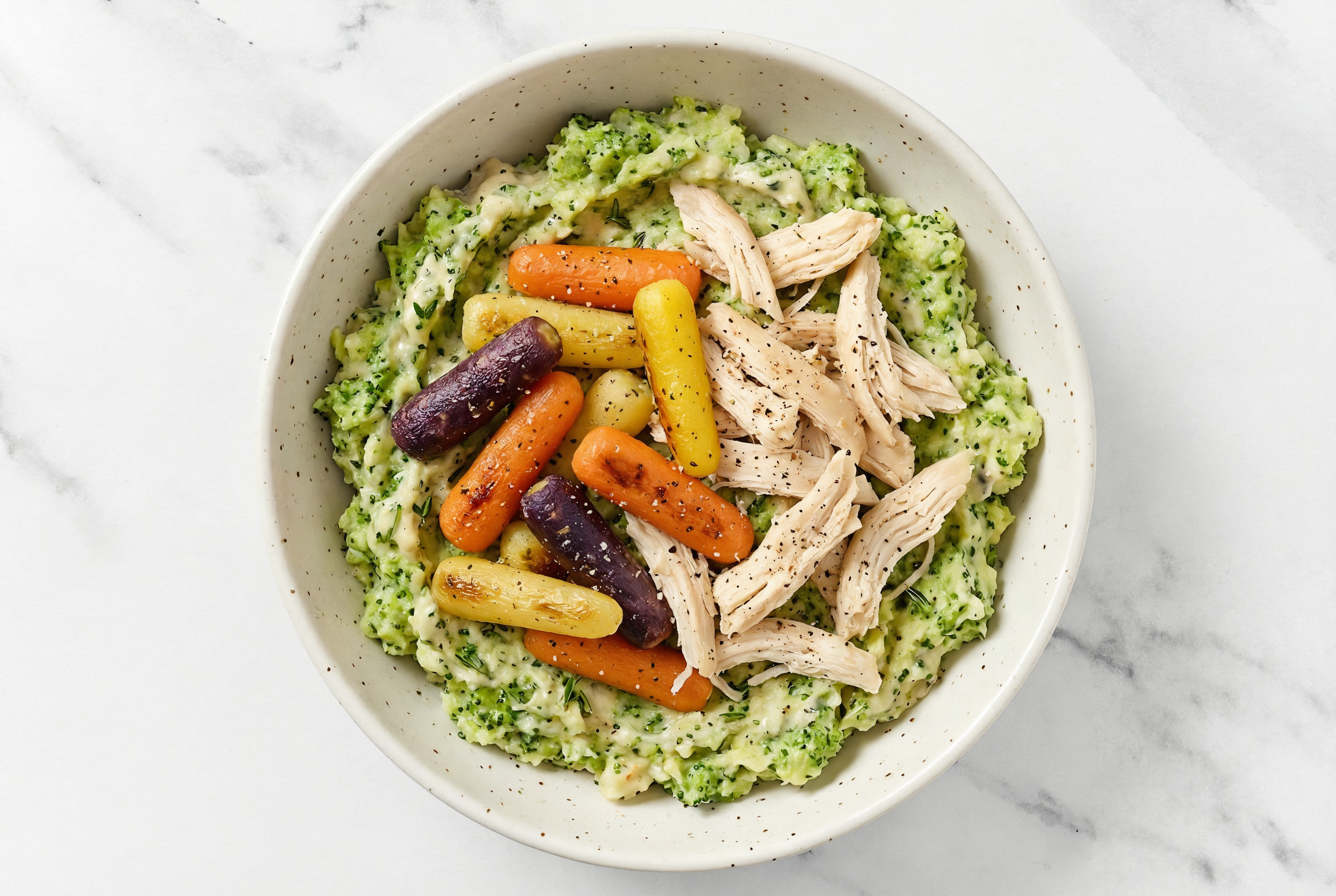 Chicken + Creamy Herb White Sauce Organic Broccoli Mash