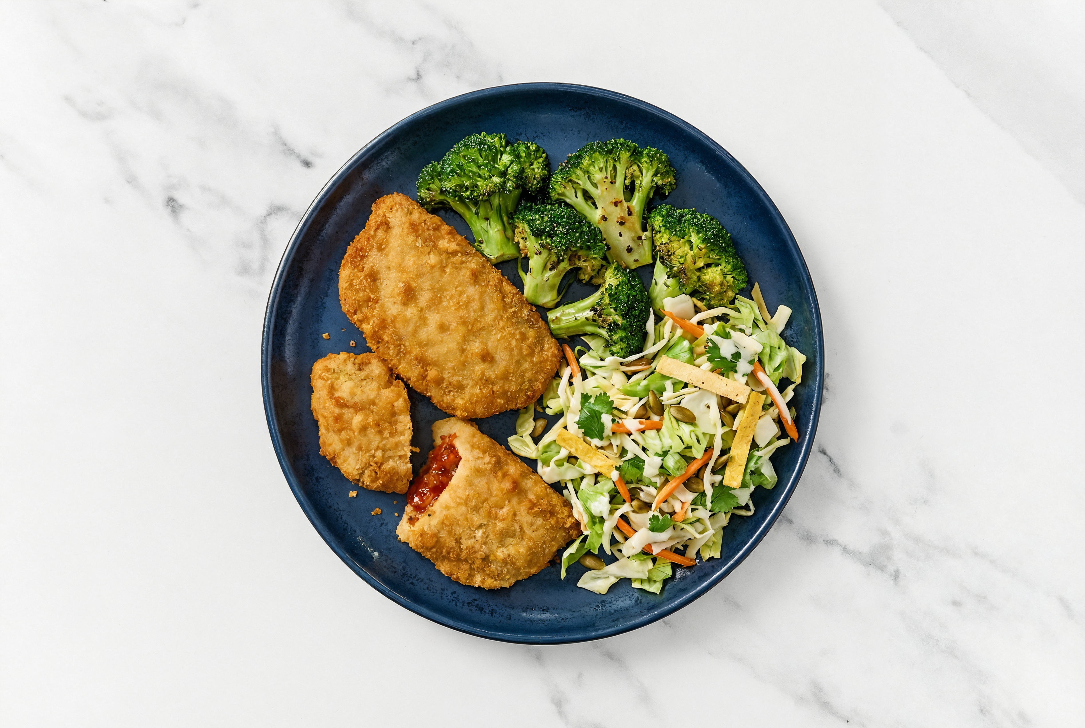 "Chicken" Parm with Broccoli & Southwest Salad