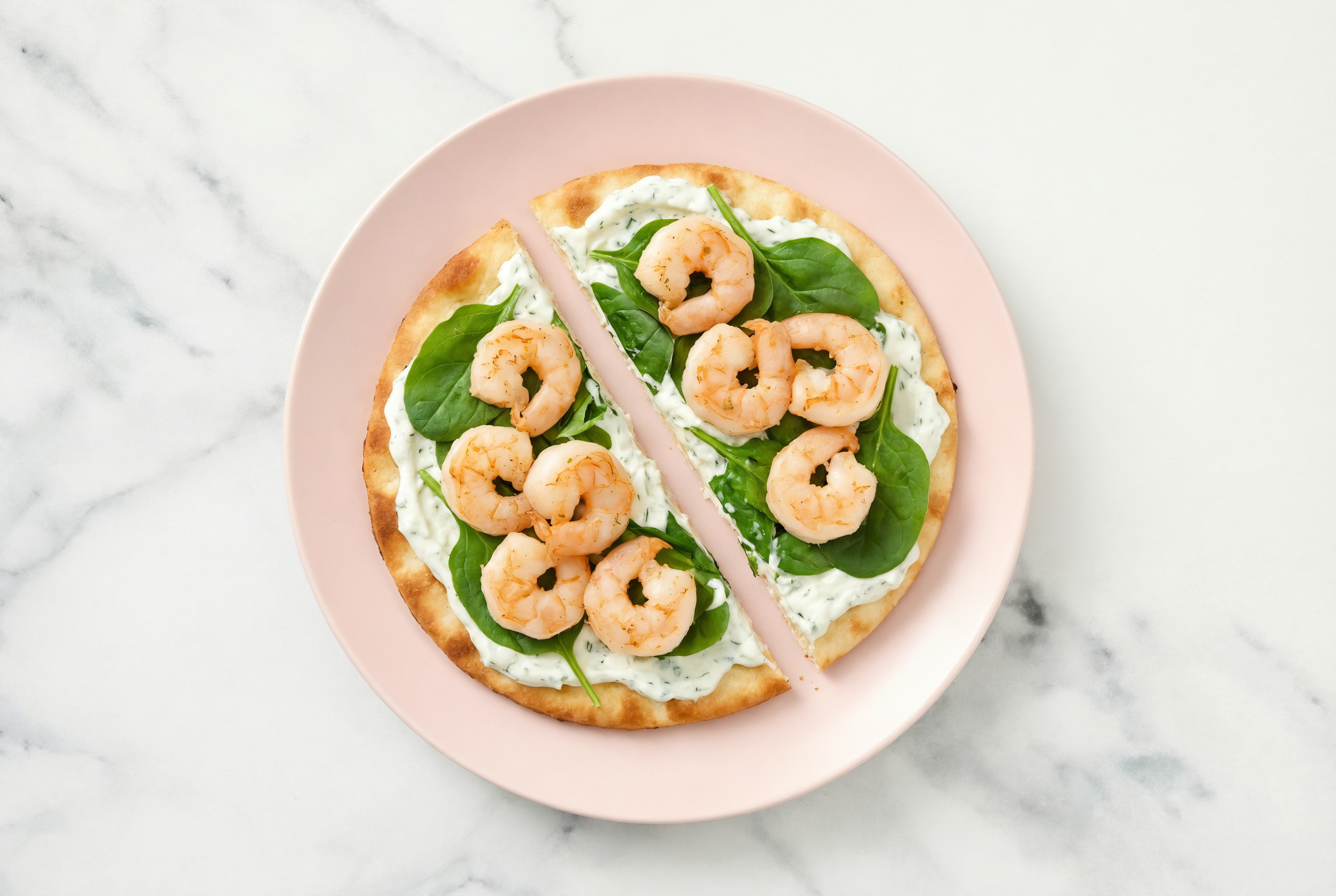 Herby Mediterranean Inspired Medium Cooked Shrimp Flatbread