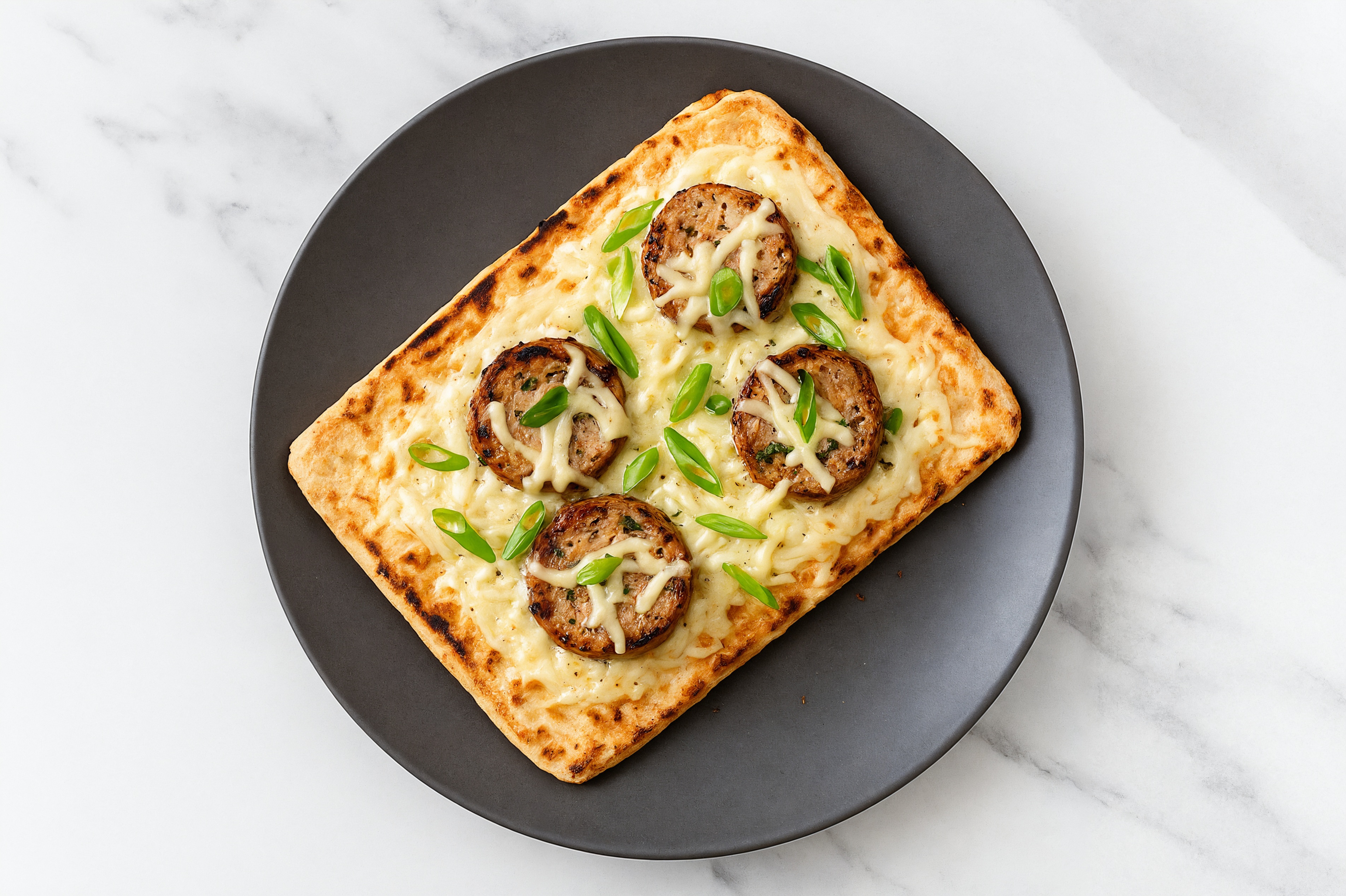 Cheesy Meatball Pizza with Scallions