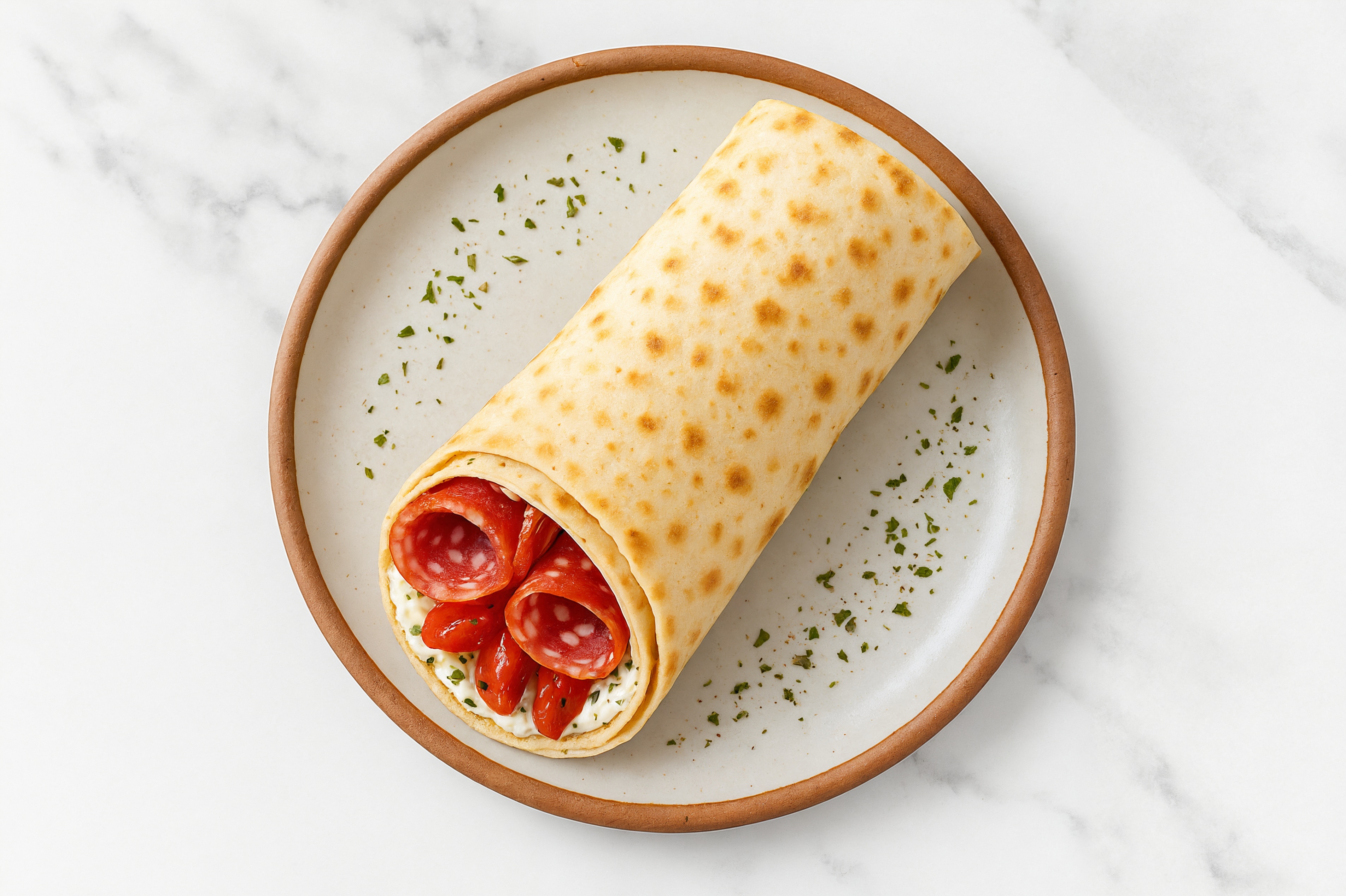 Creamy Garlic Salami Lavash Wrap