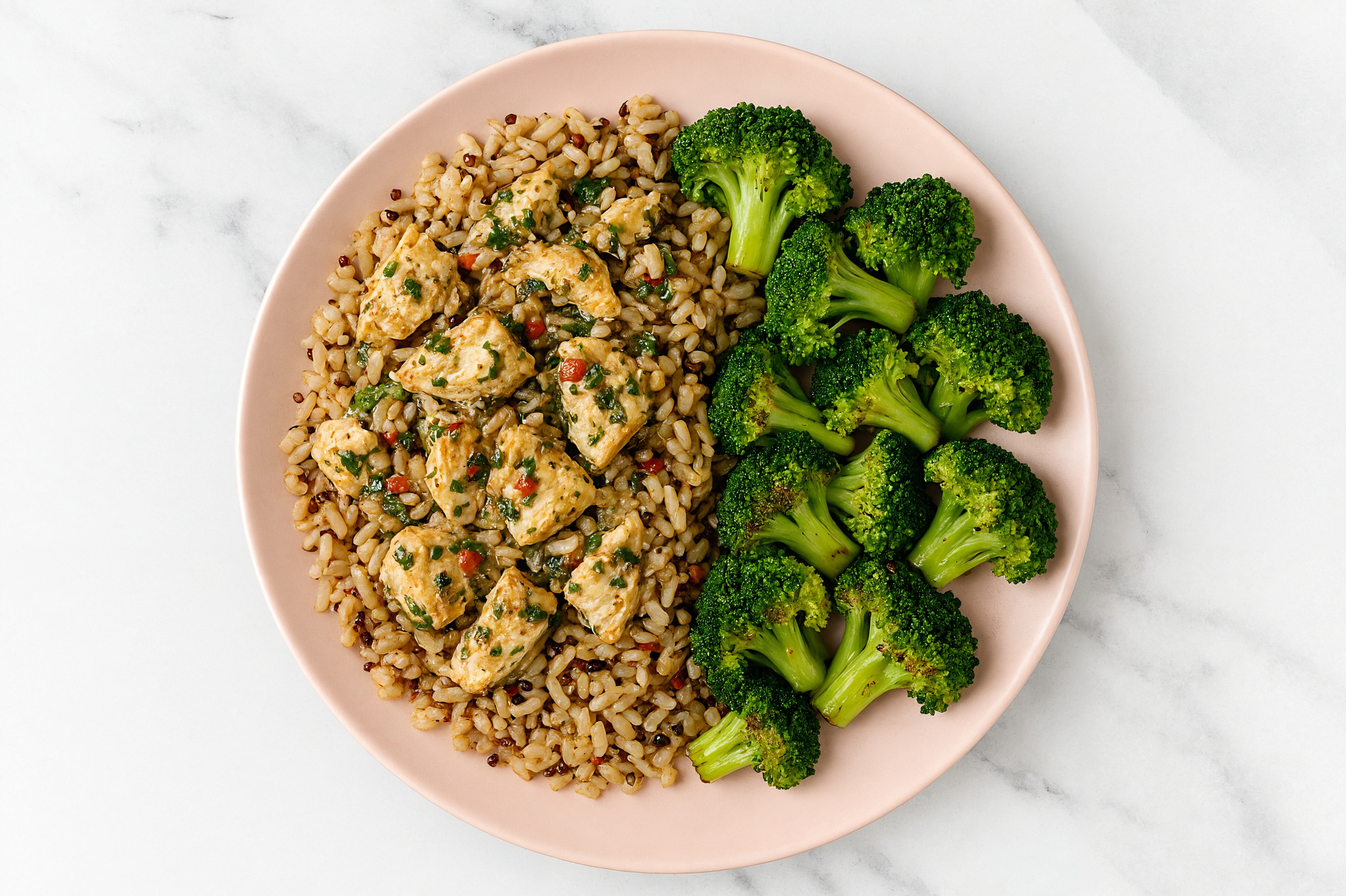 Cilantro Lime Chicken + Brown Rice with Broccoli Florets