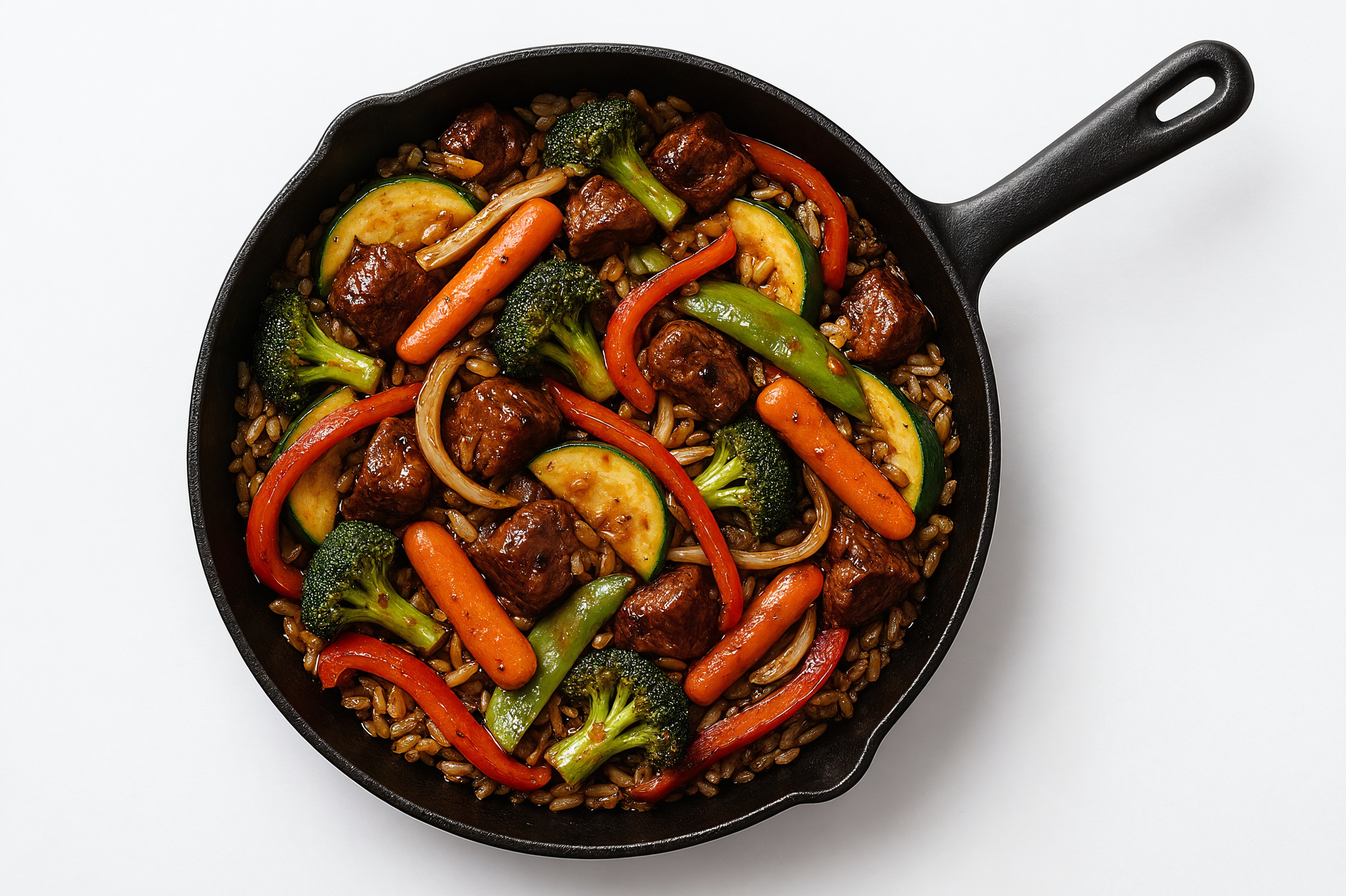 Japanese Bbq Veggie + Bison Stir-Fry with Brown Rice