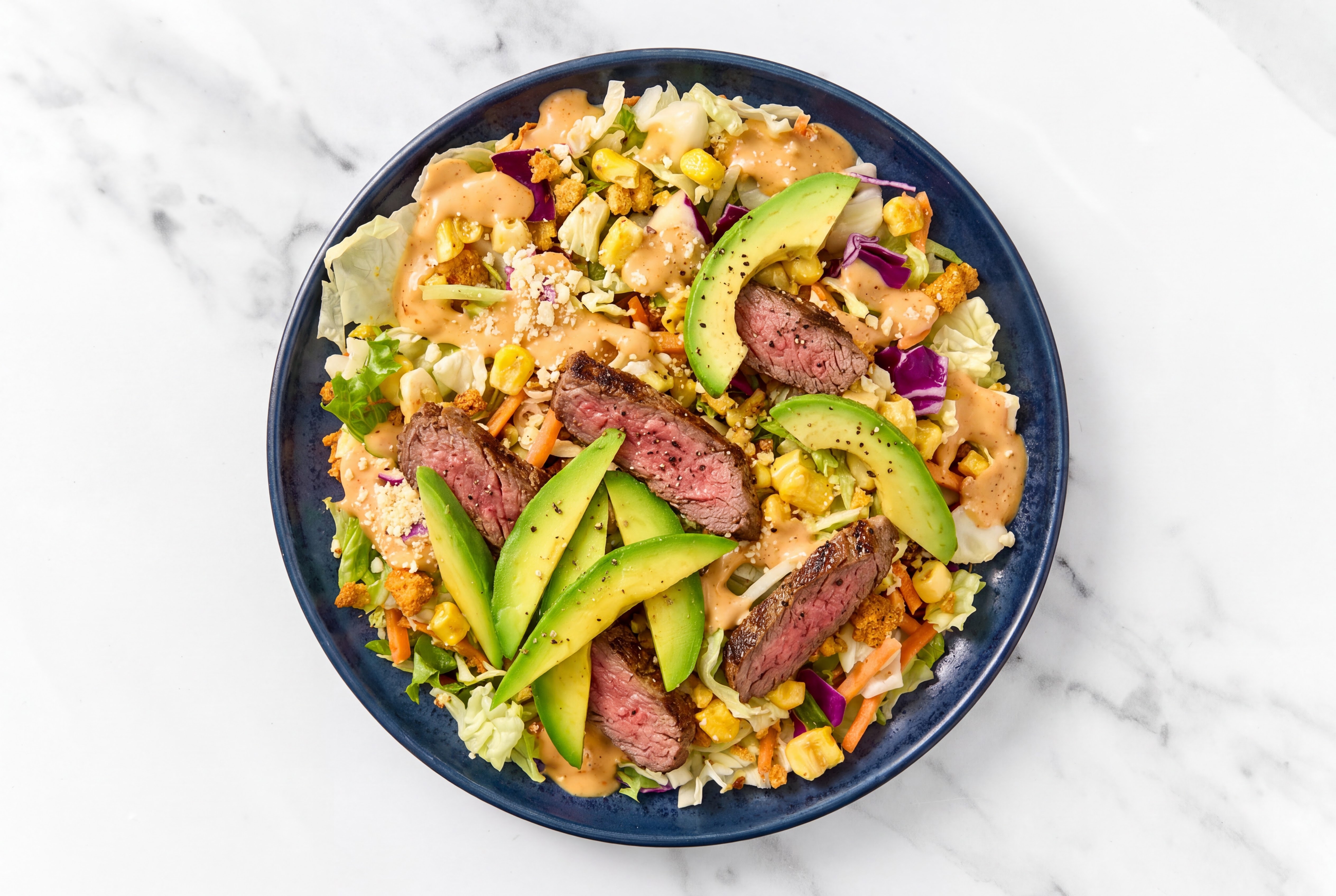 Street Corn Salad with Beef Sirloin Steaks + Fresh Avocado