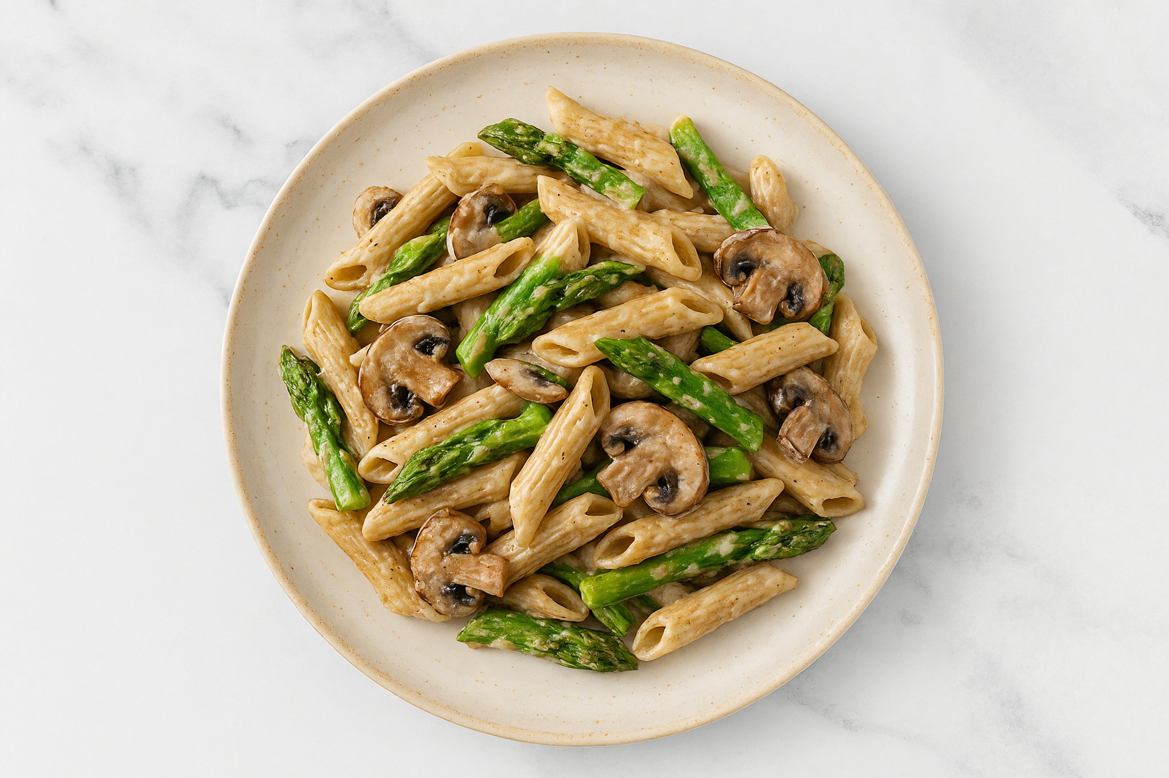 Creamy Asparagus Sourdough Penne Rigate