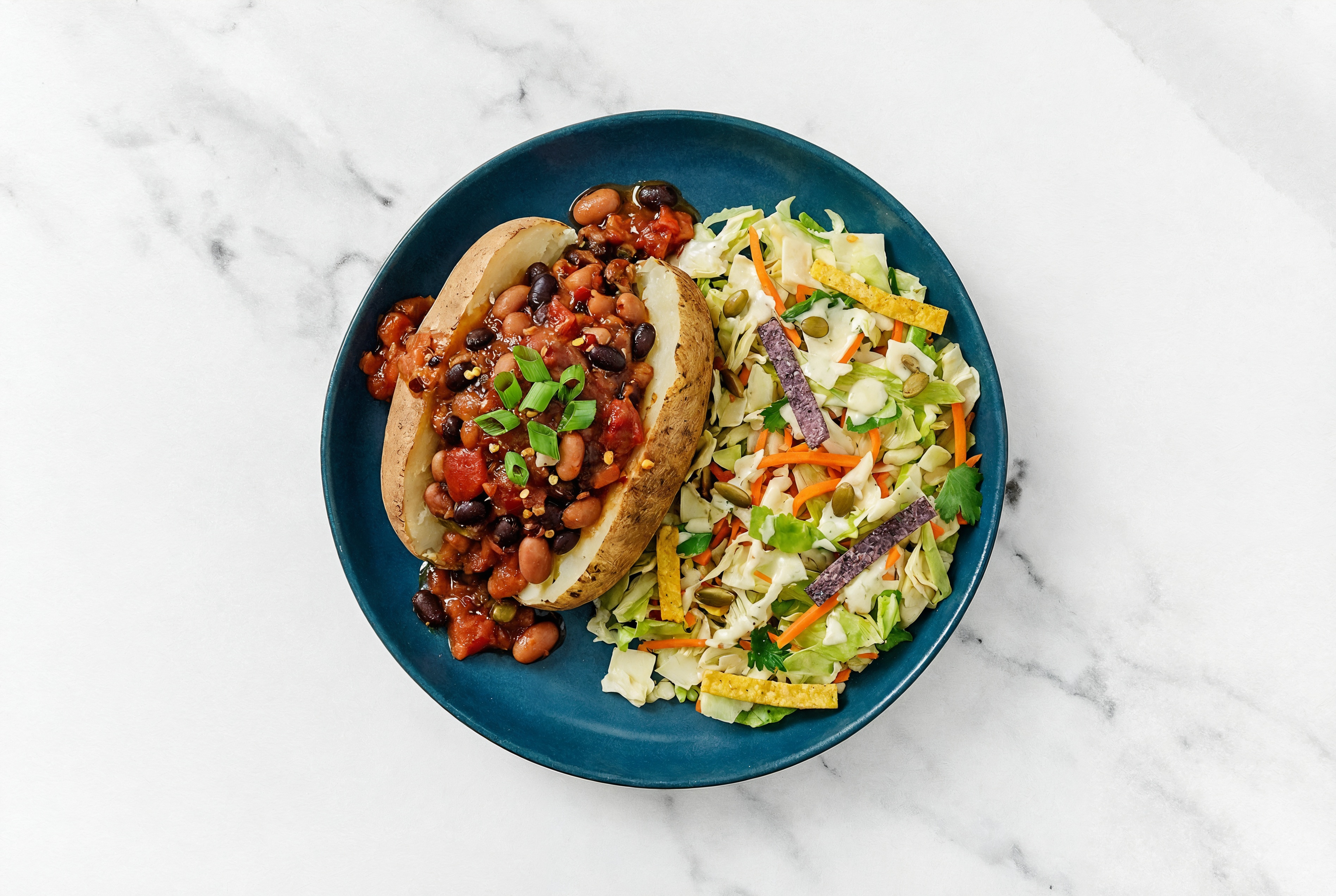 Homestyle Lentil Chili with Russet Potato + Southwest Salad