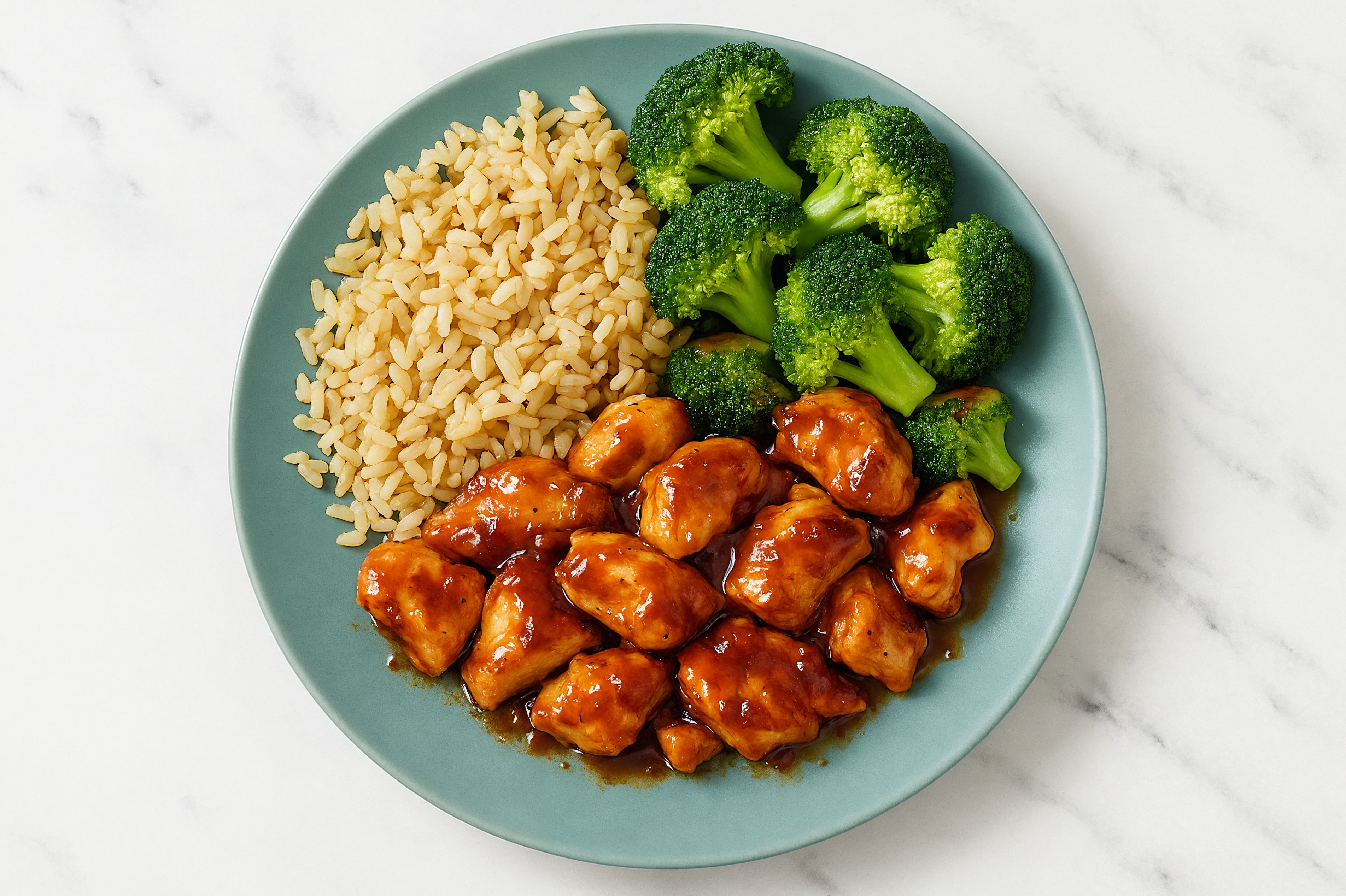 Take-Out Style General Tso Chicken Combo with Brown Rice