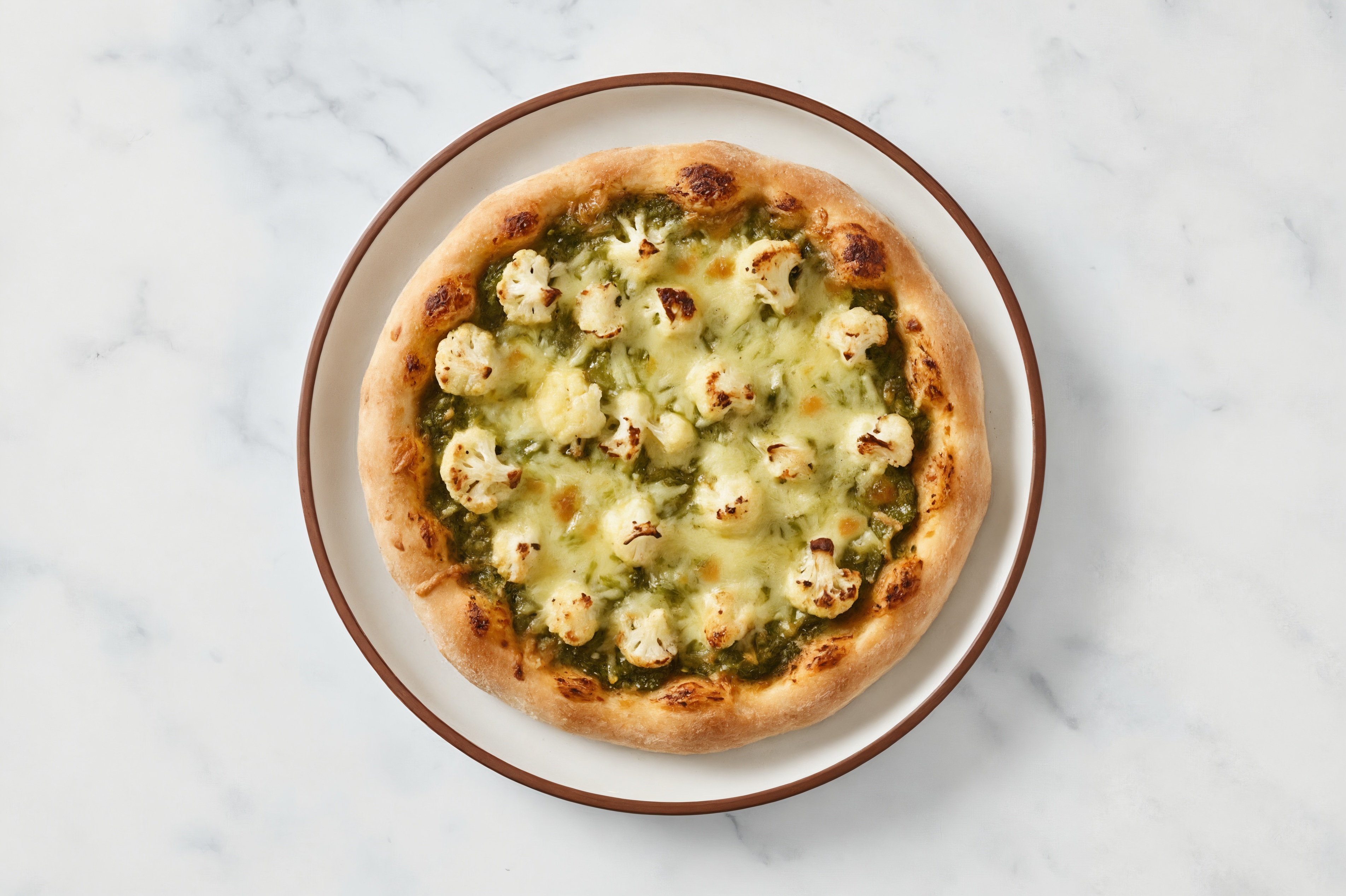  Cheezy Green Chile Cauliflower Flatbread
