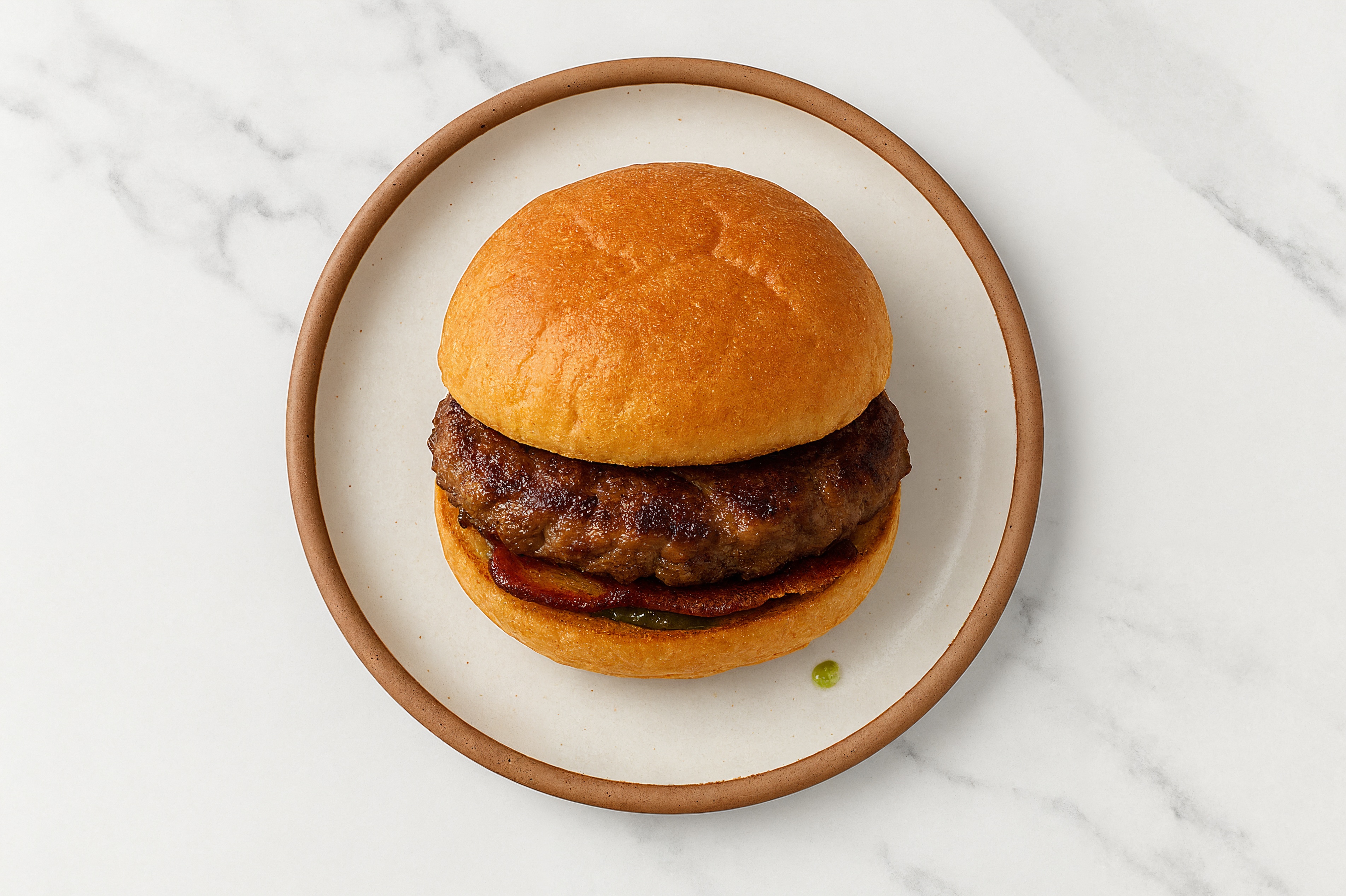 Bison Burger on Gluten-Free Bun with Pesto & Turkey Bacon