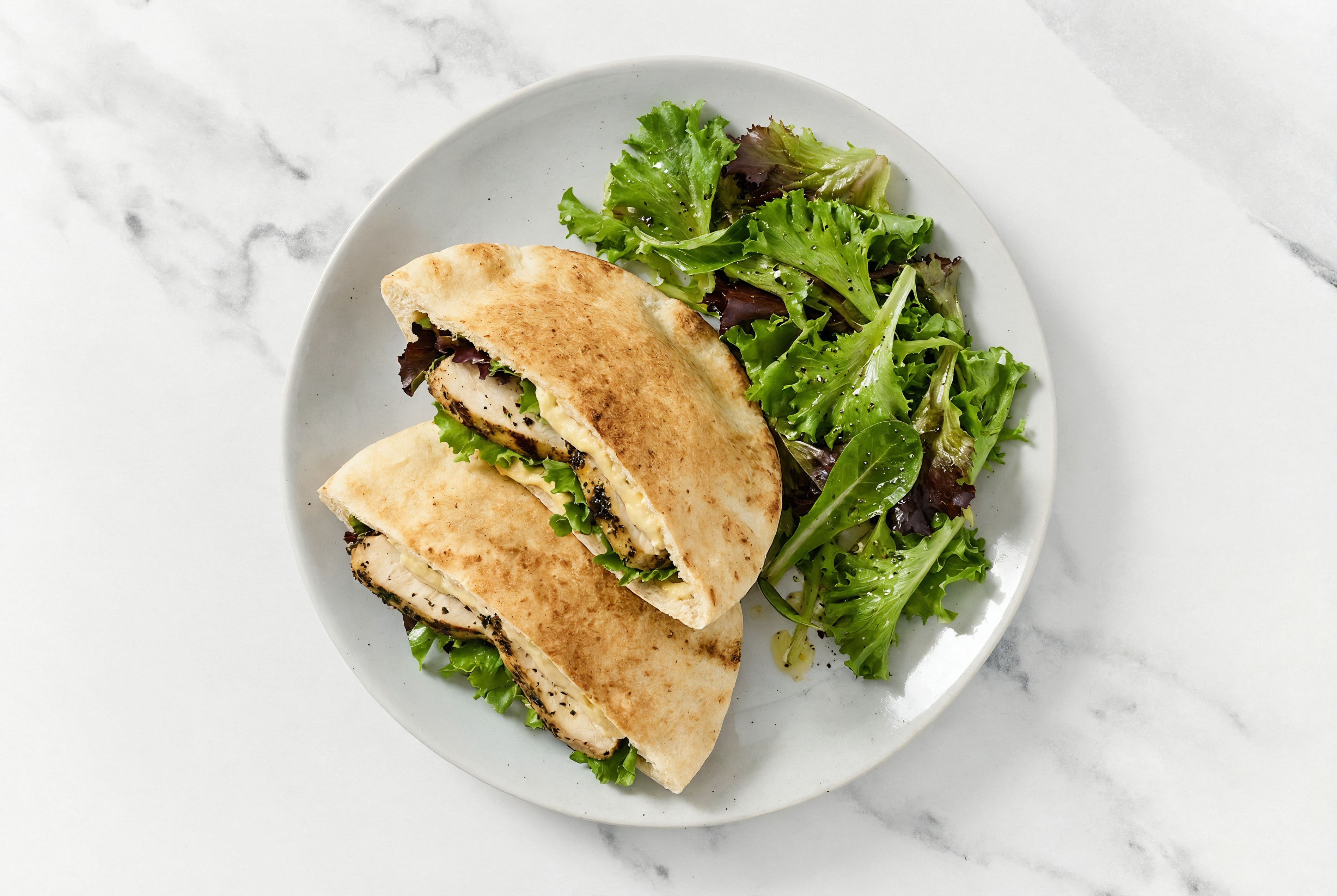 Shawarma-Inspired Mediterranean Grilled Chicken Breast Traditional Pita Sandwich