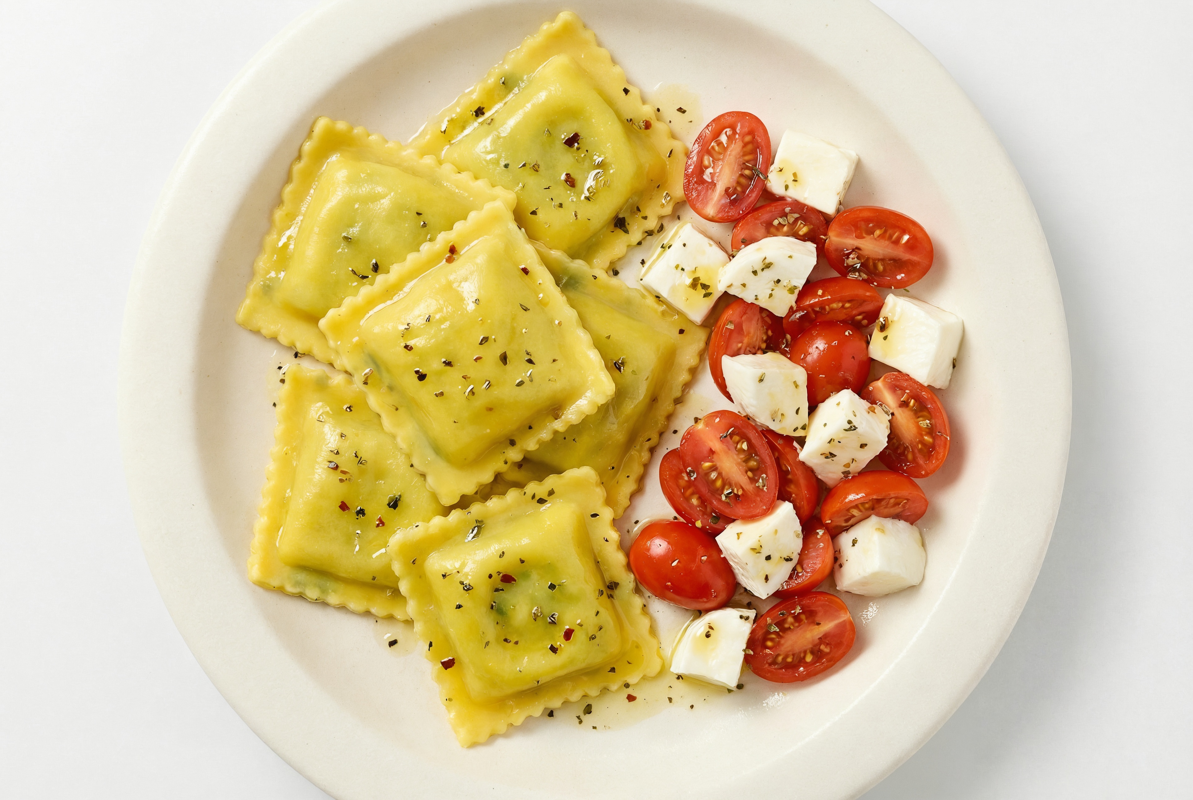 Artisanal Pizza Ravioli with Mozzarella Ball