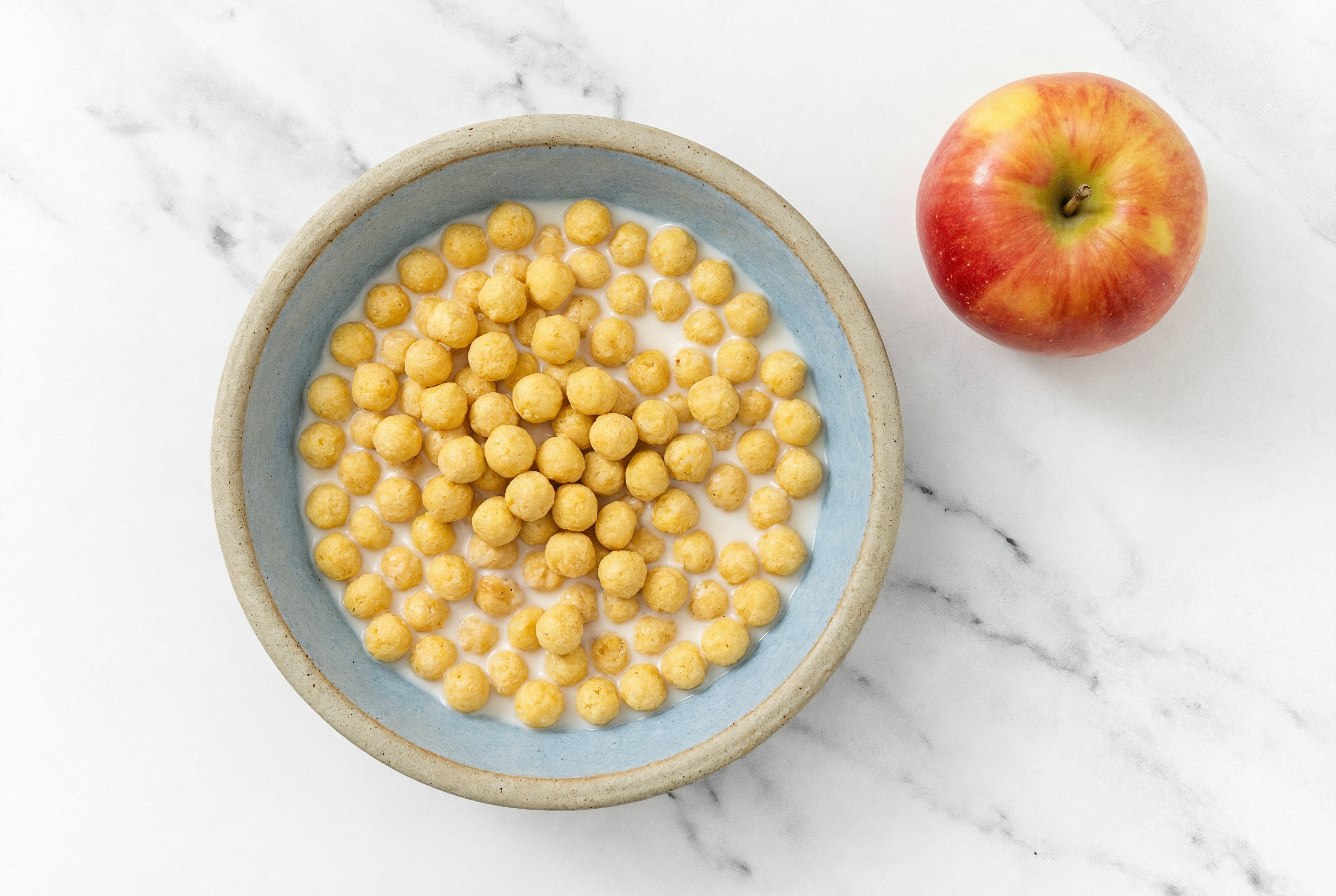 Peanut Butter Puff Cereal with Whole Milk + Fuji Apple