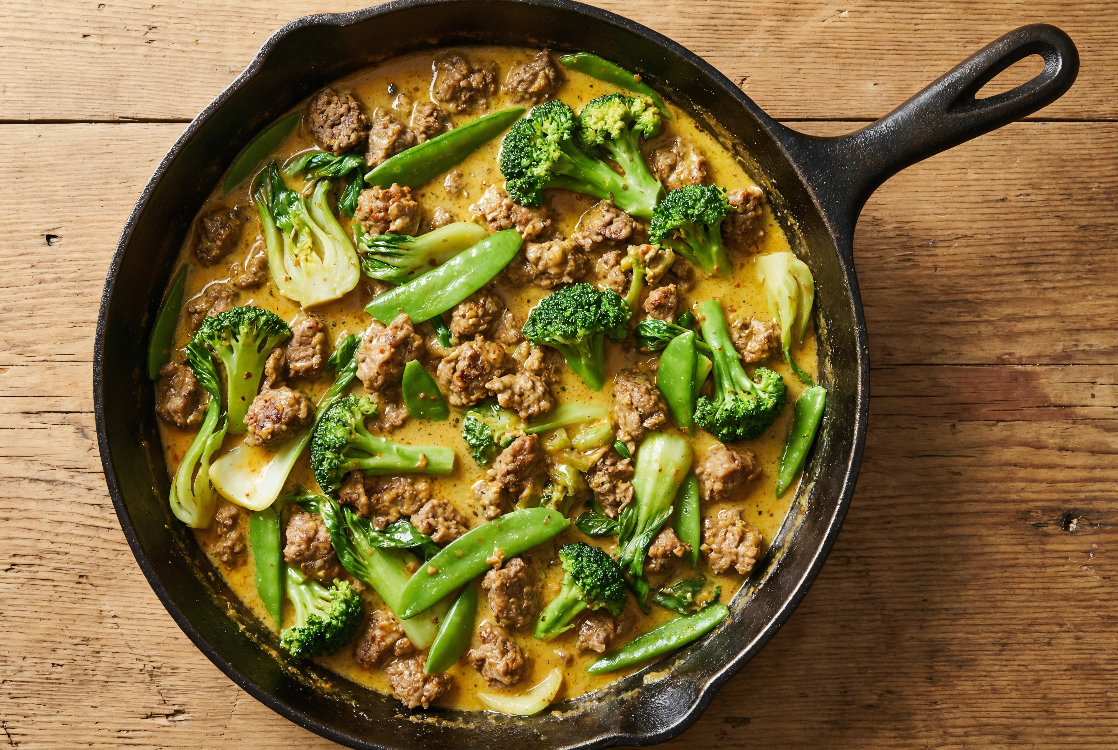 Coconut Curry Ground Beef Stir-Fry with Bok Choy