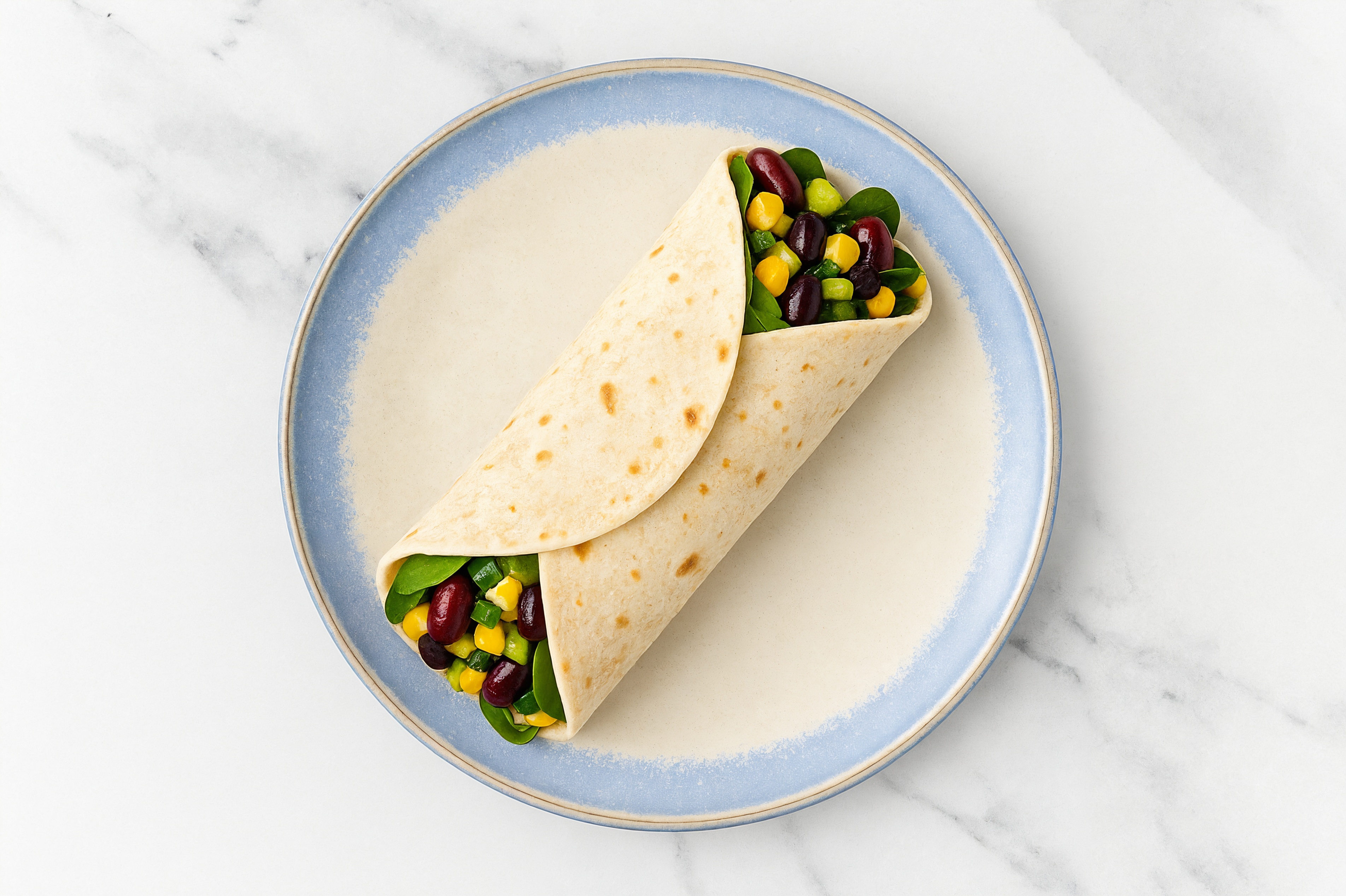 Herby Guacamole Bean Salad Wrap with Baby Spinach