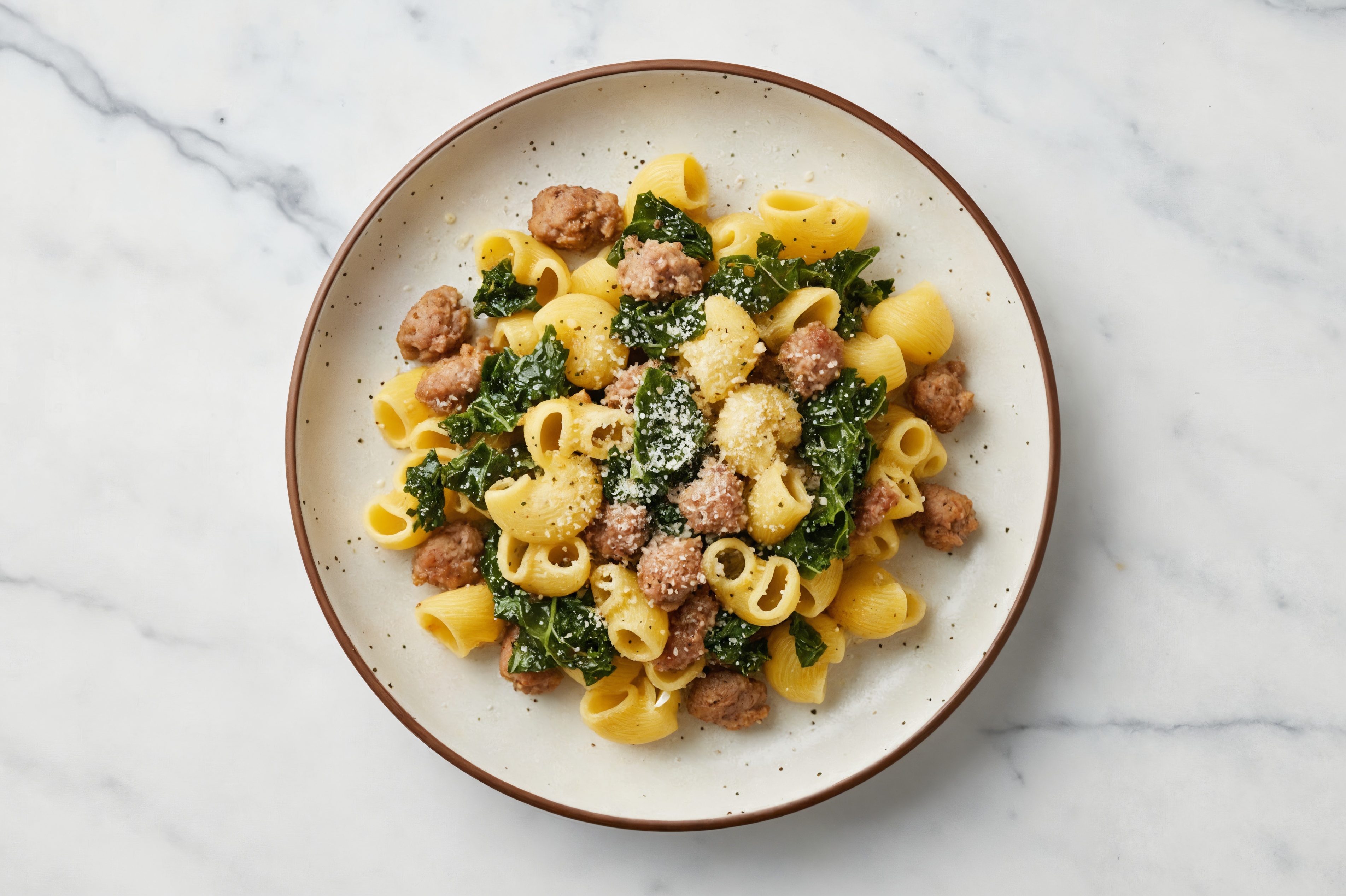 Hot Sausage + Greens Chiocciole Pasta