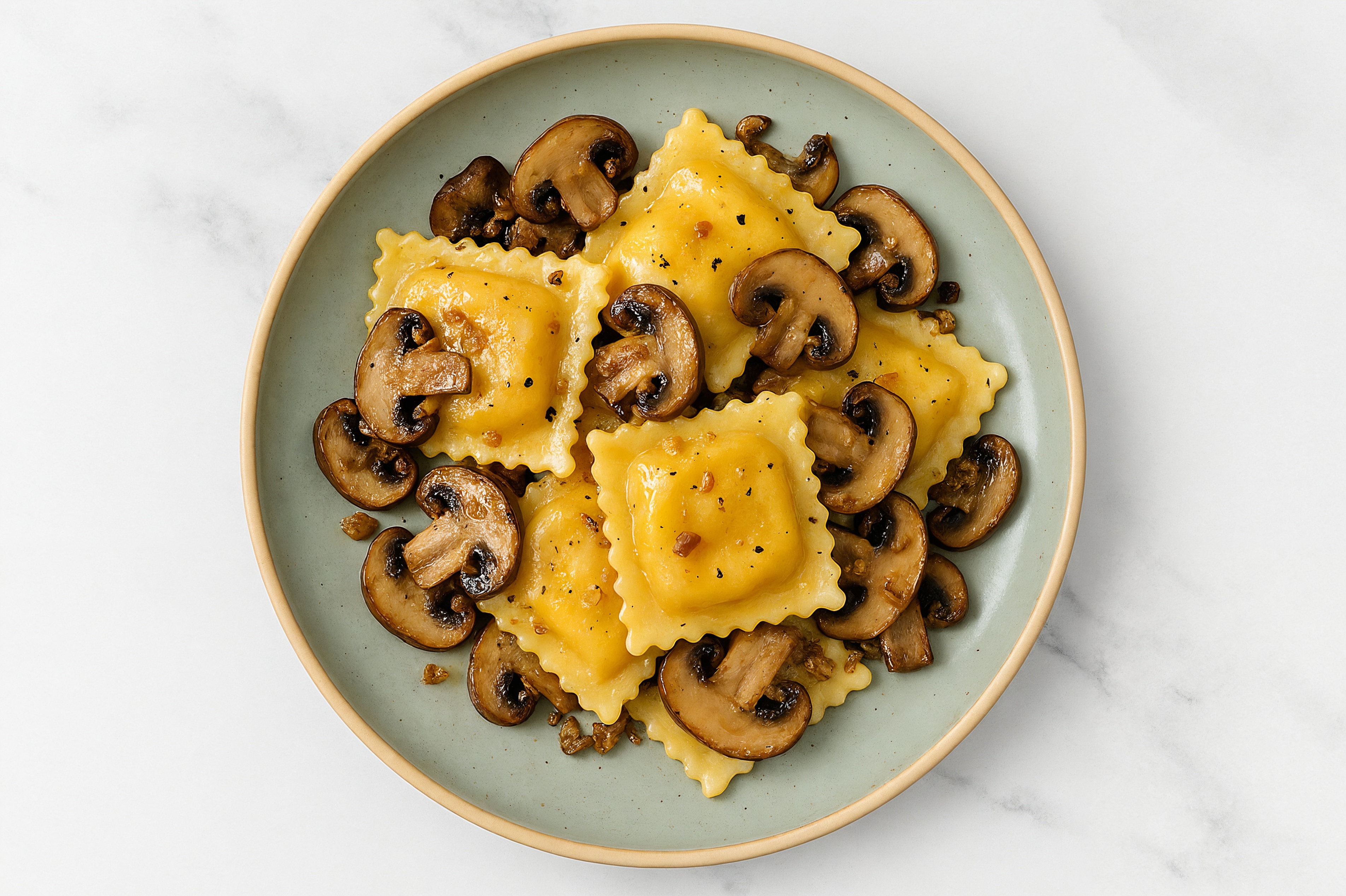 Vegan Garlic Butter Mushroom Butternut Ravioli