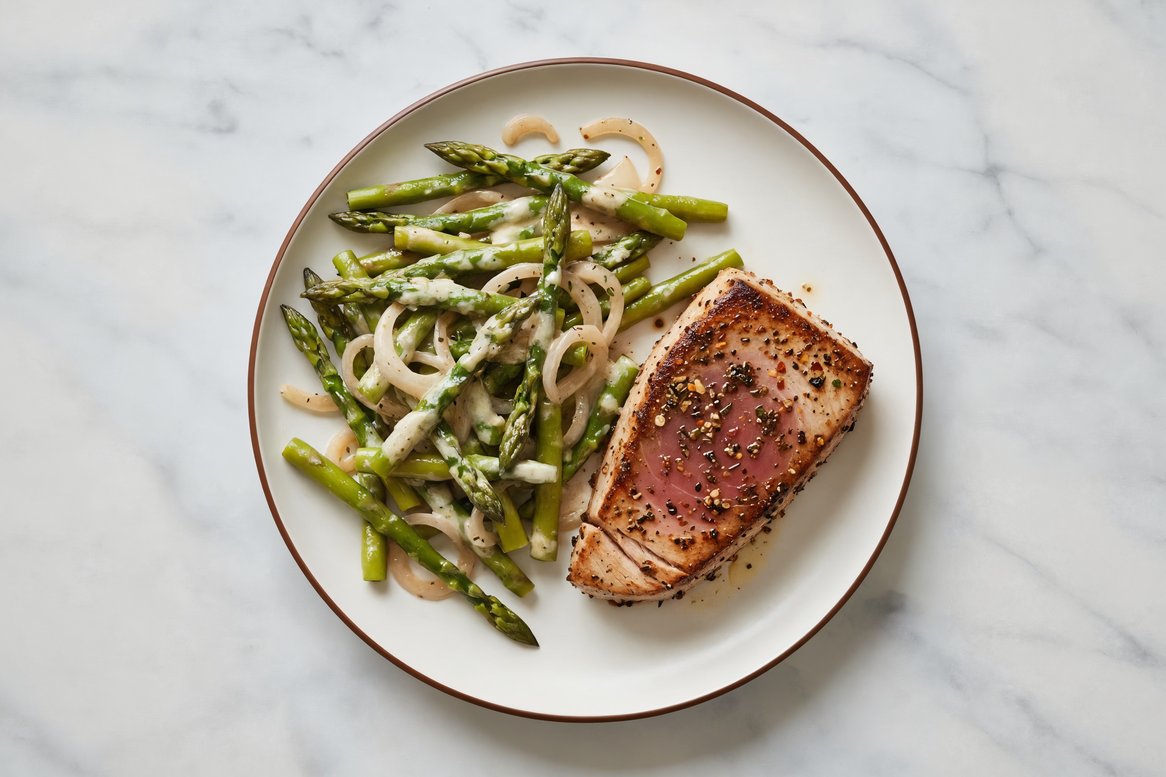 Blackened Tuna Steaks + Savory Caesar Asparagus