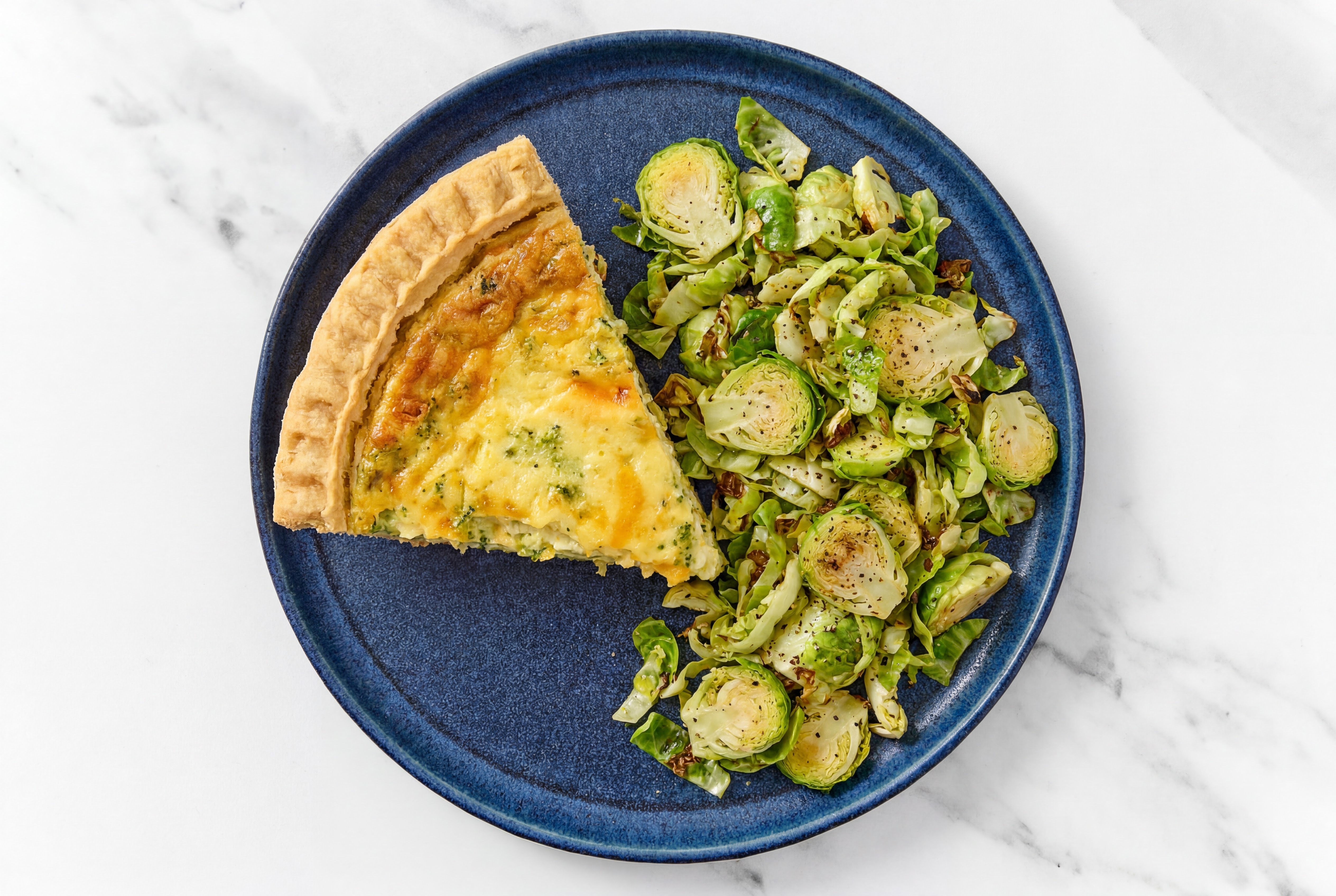 Broccoli & Cheddar Quiche with Brussels