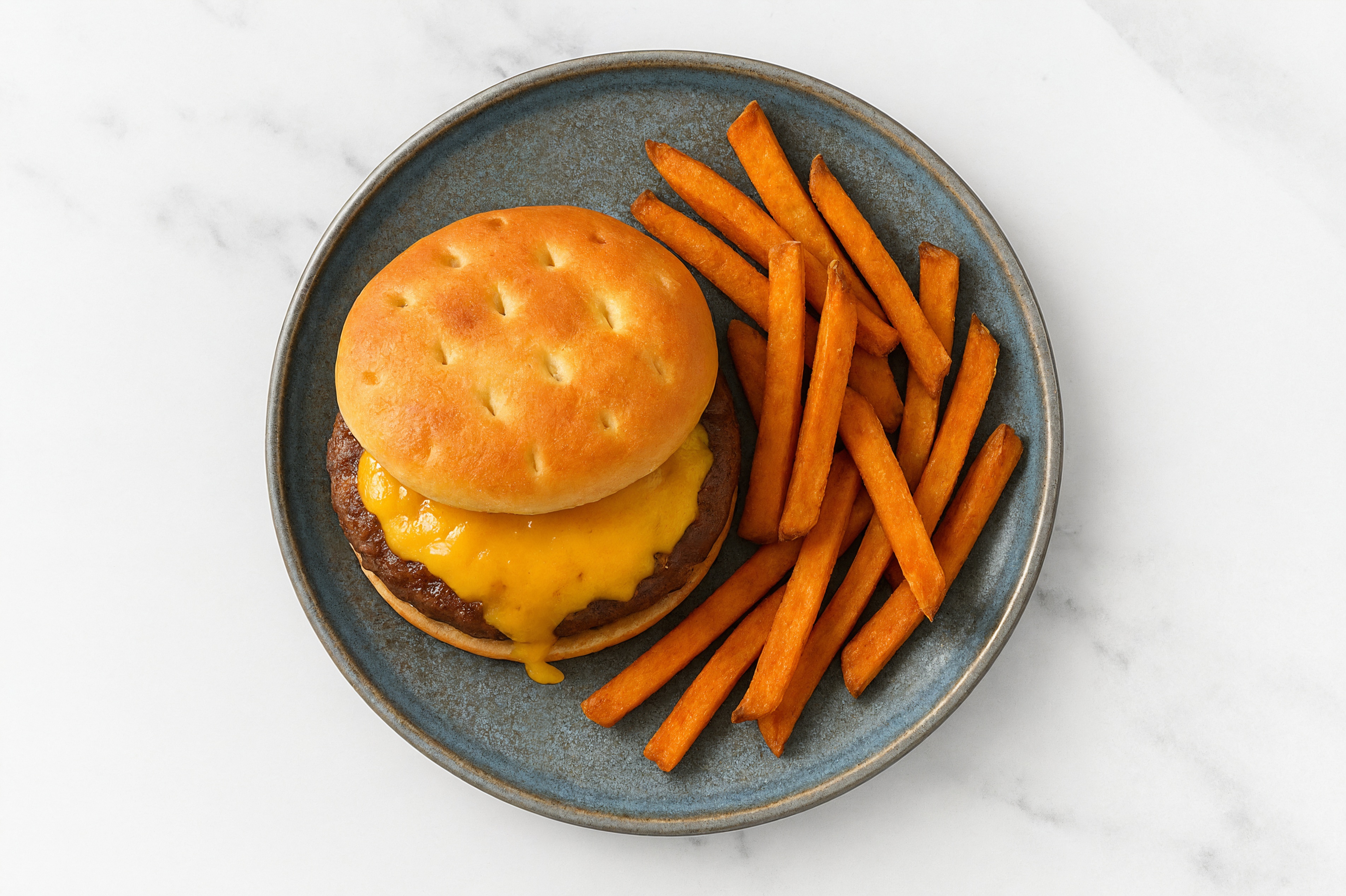 Cheeseburger with Sweet Potato Fries with Wagyu Beef Patties