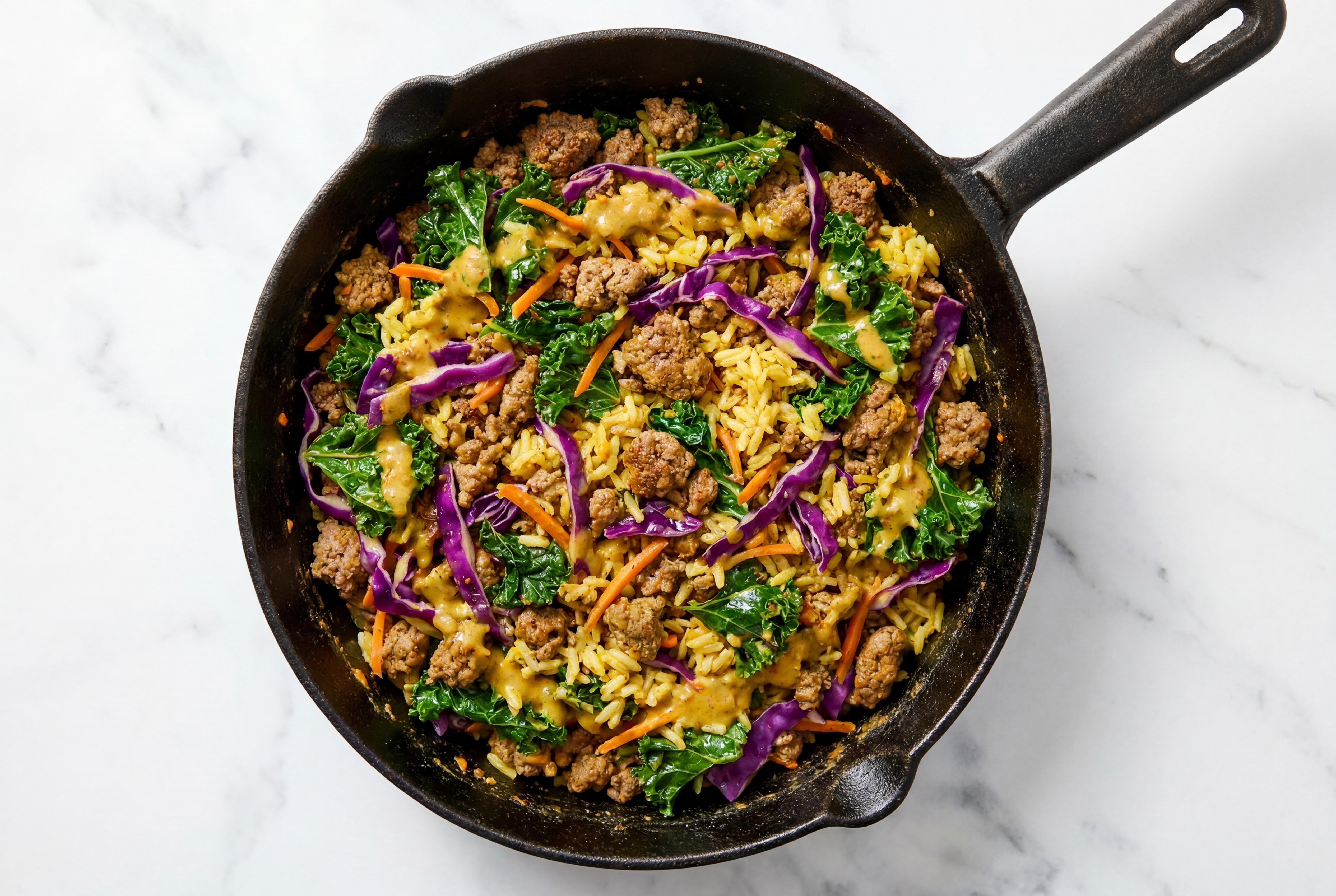 Curry Rainbow Veggie + Ground Italian-Style Beef Stir-Fry
