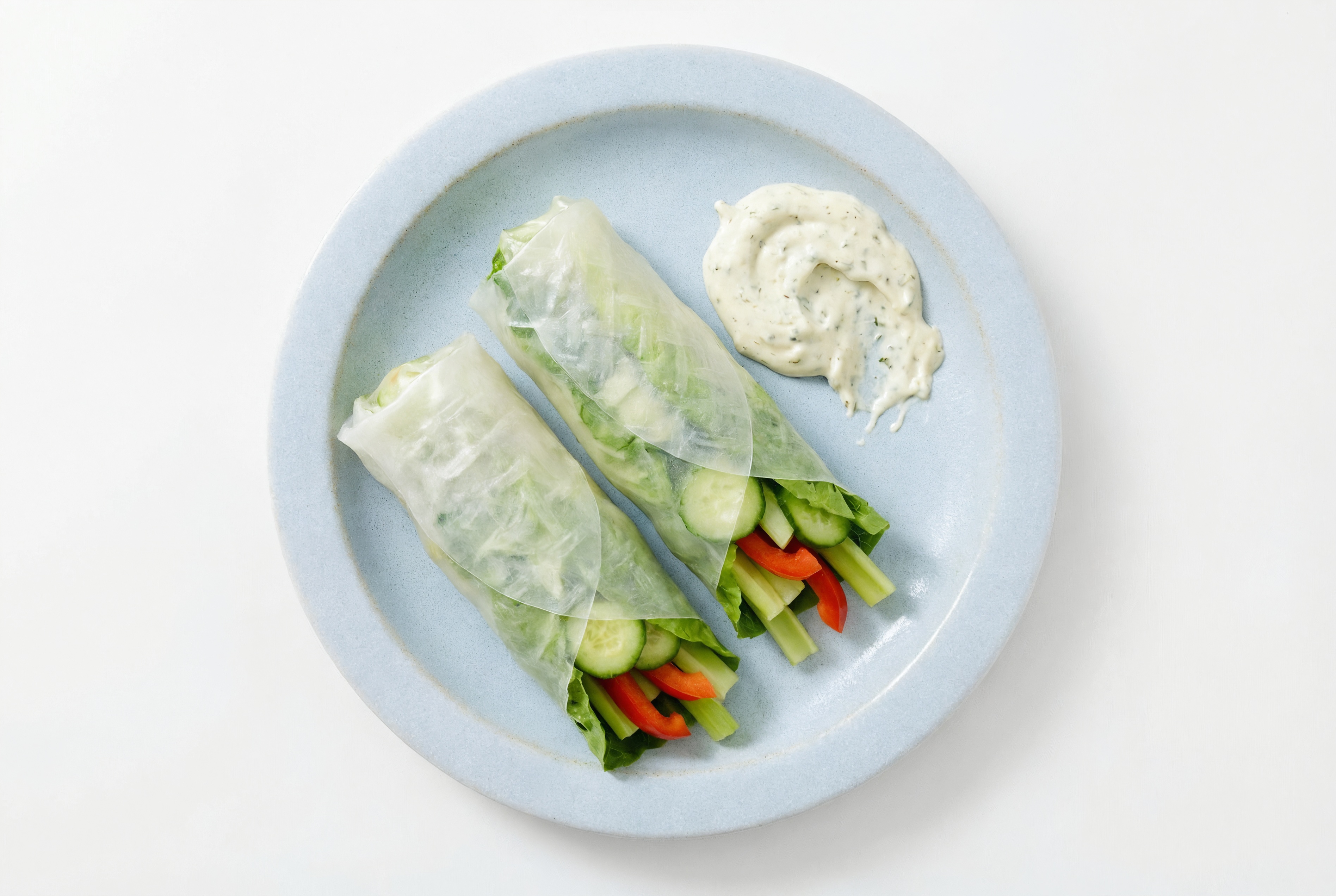Hearty Tzatziki Veggie Summer Rolls with Red Bell Pepper