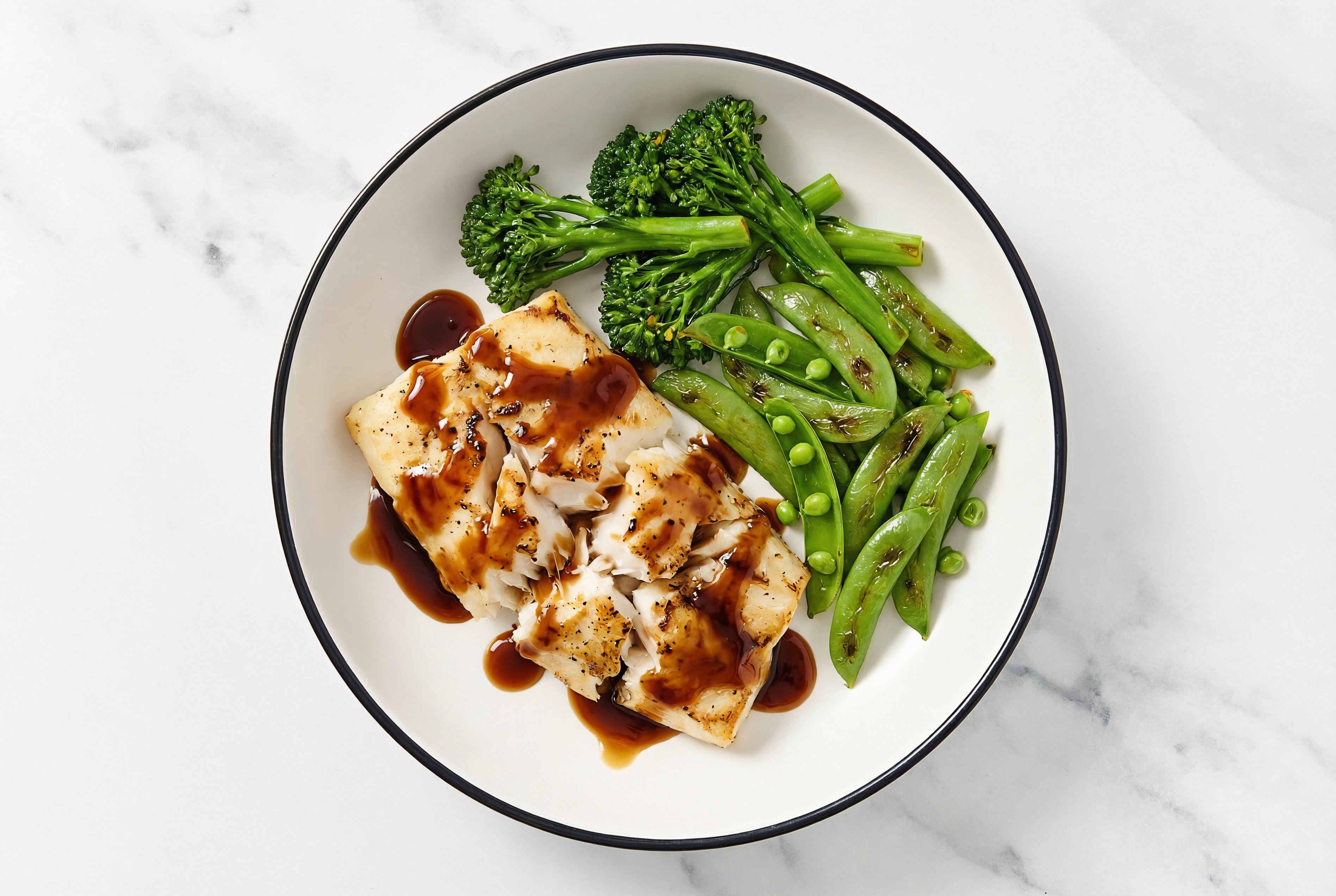 Teriyaki Halibut Green Veggie Bowl with Sweet Baby Broccoli