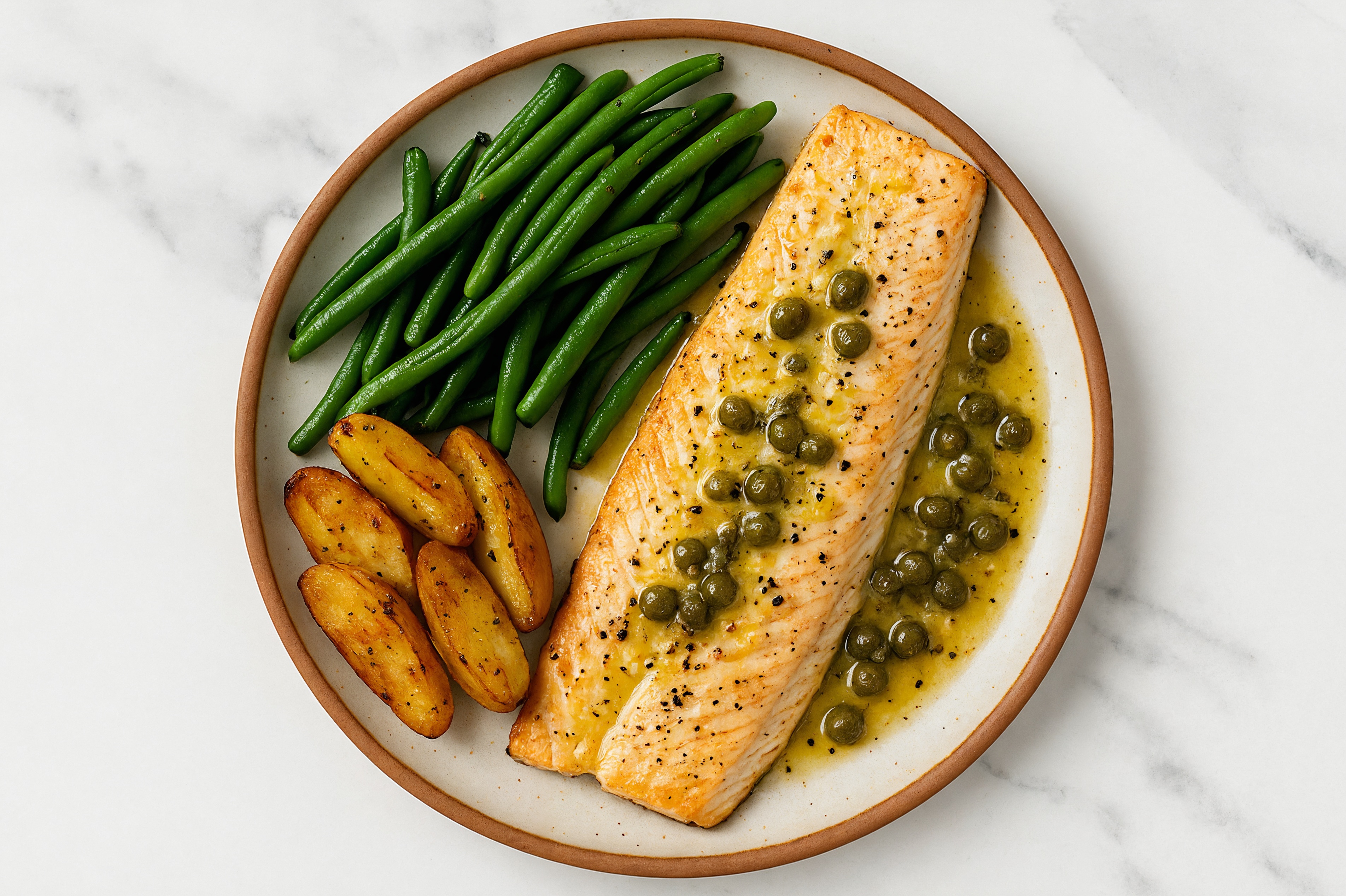 Caper-Butter Trout with Fingerling Potatoes & Green Beans