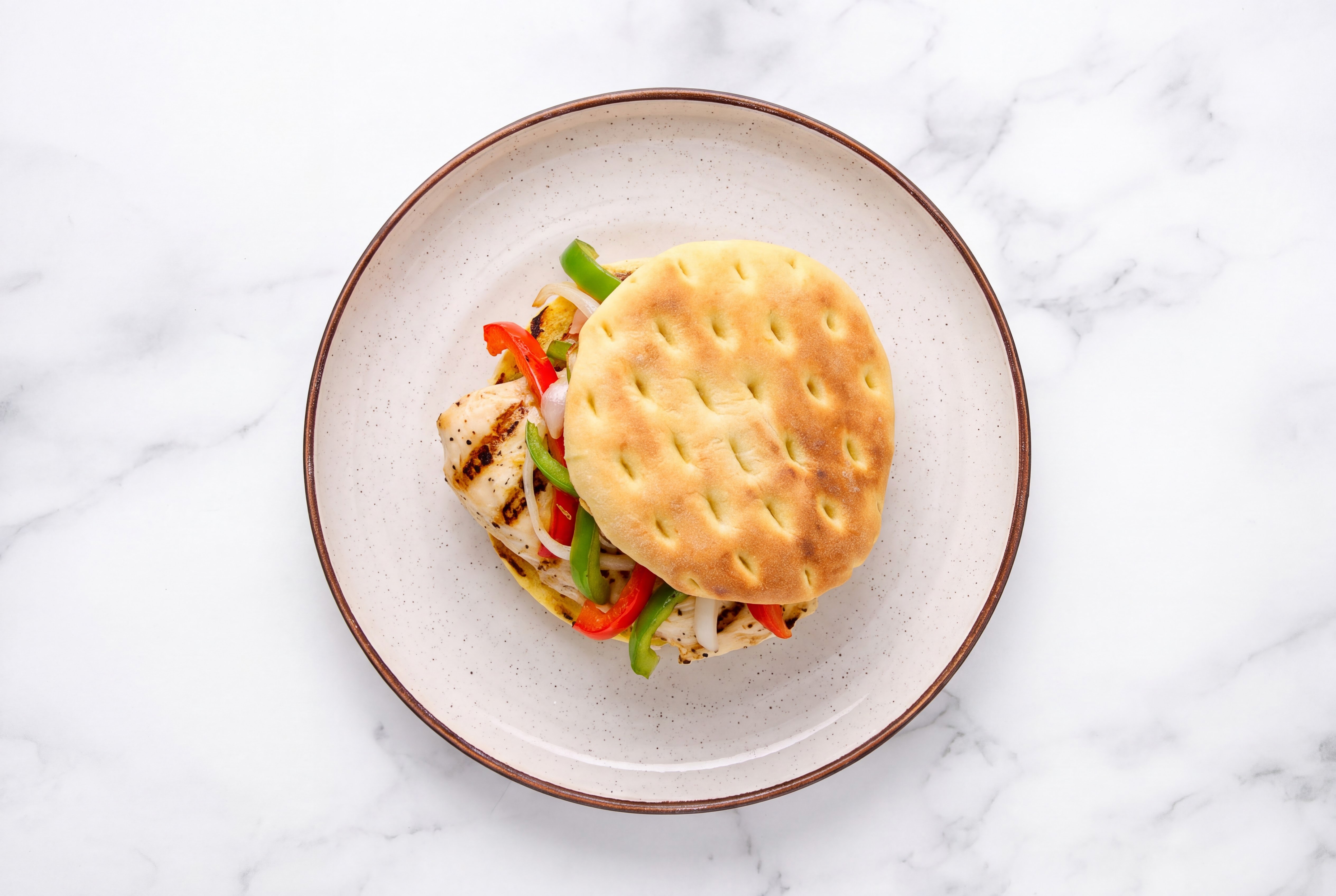Hearty Grilled Seasoned Chicken Breast + Peppers Sandwich