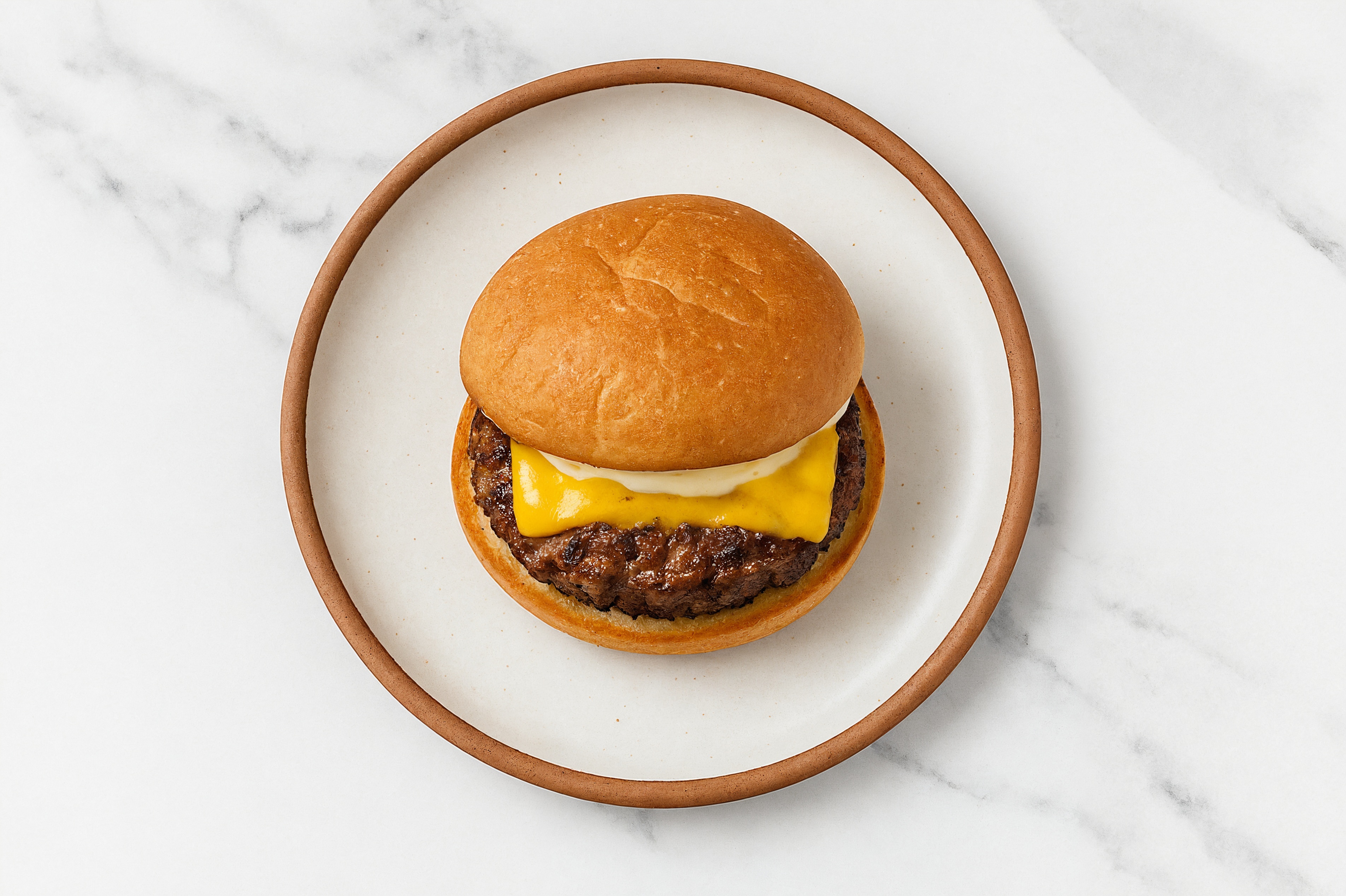 Bison Burger on Gluten-Free Bun with Garlic Sauce & American