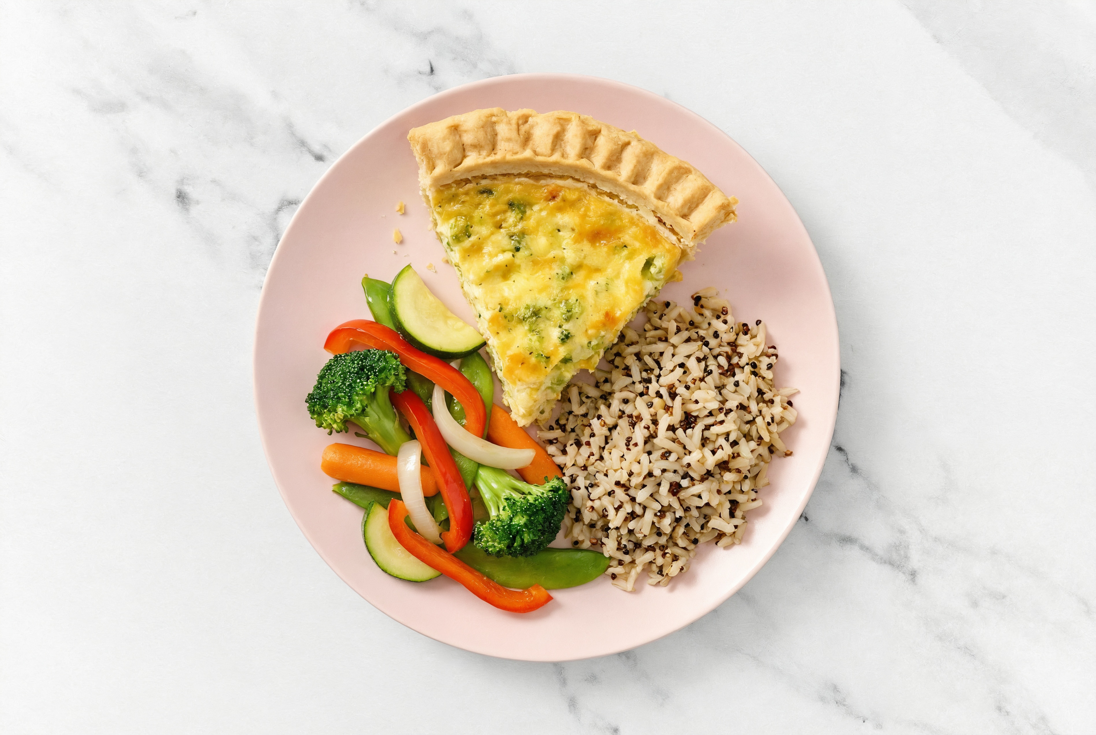 Broccoli & Cheddar Quiche with Veggies & Quinoa Blend