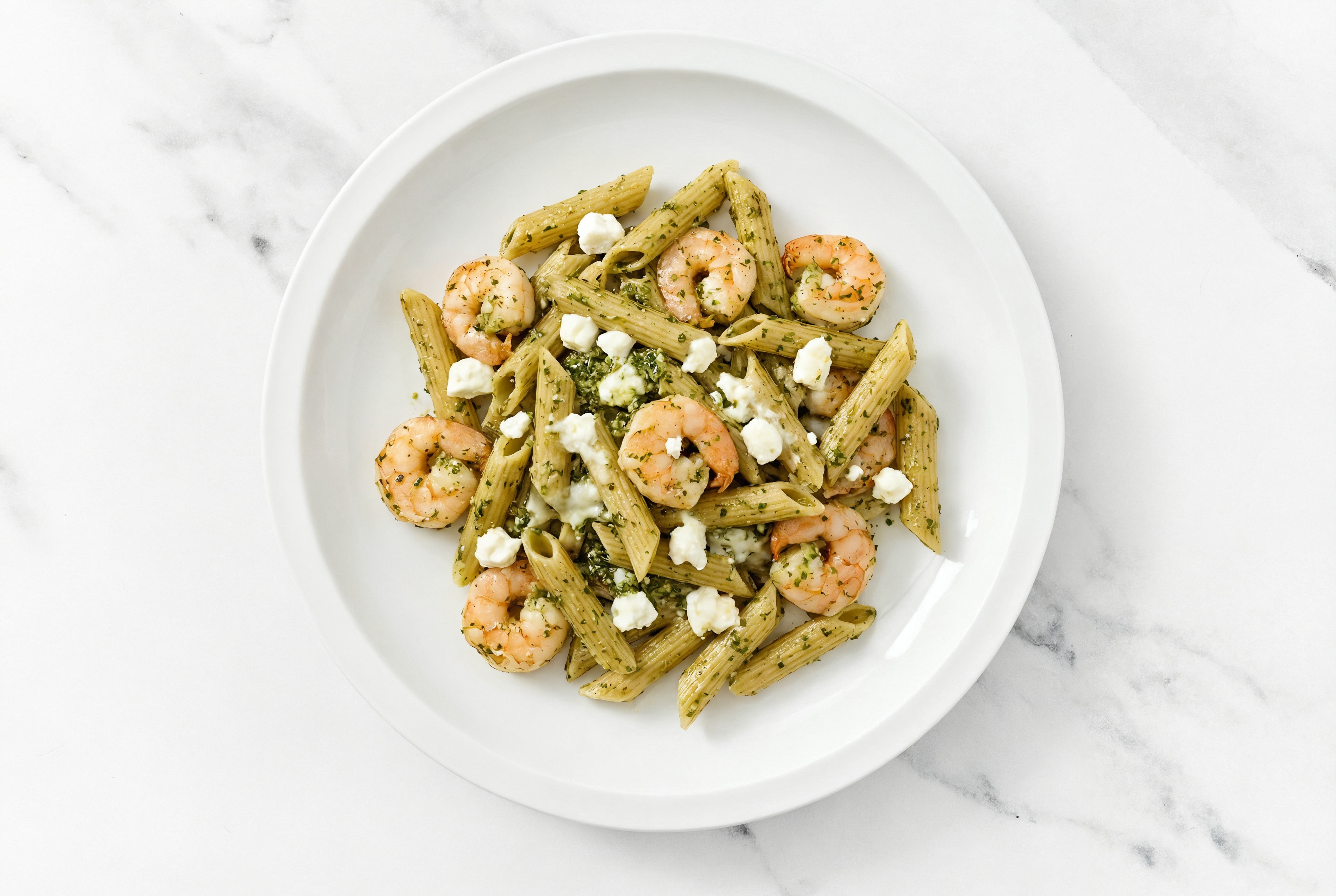 Pesto Penne with Gulf Shrimp & Goat Cheese