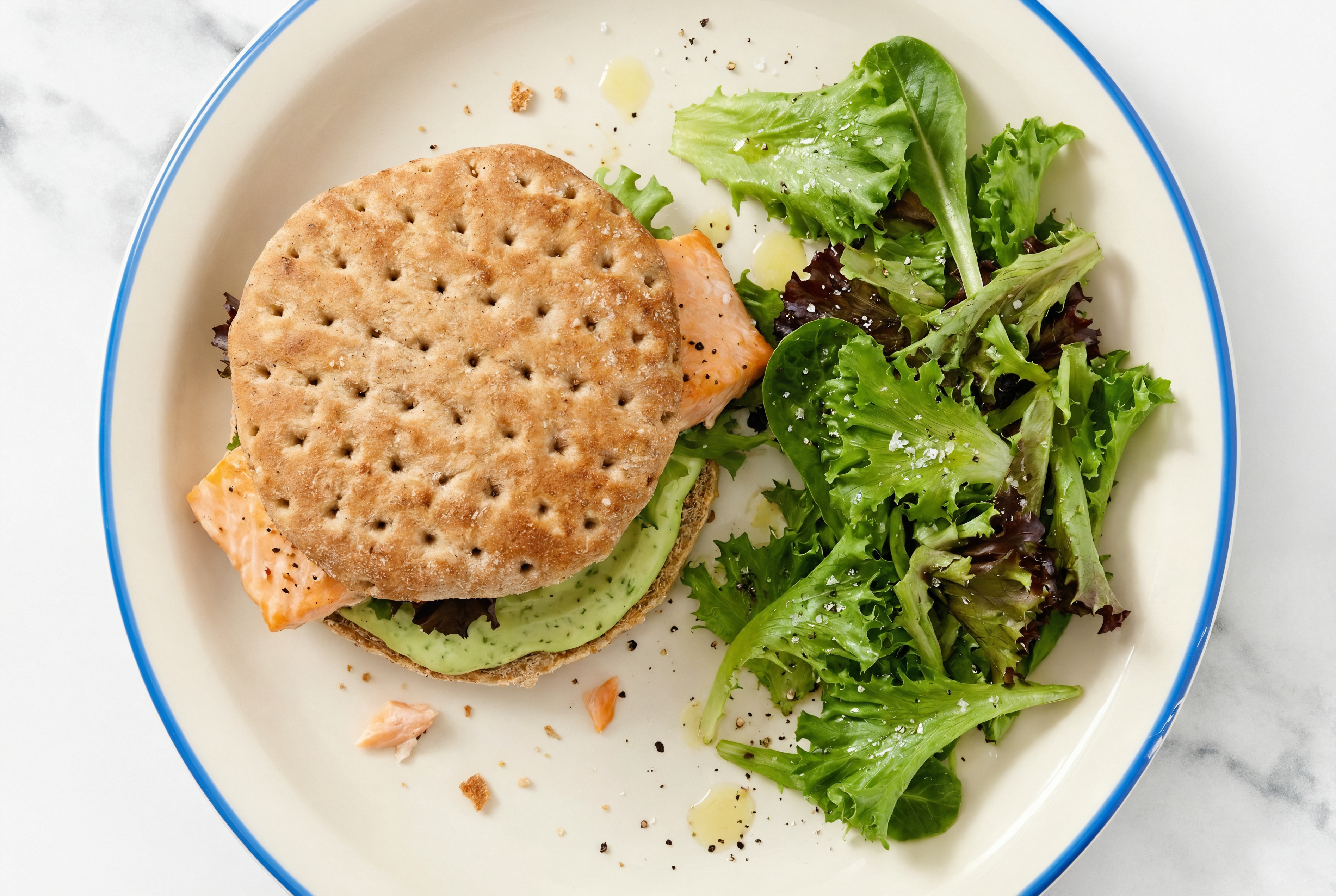 Green Goddess Salmon Sandwich on Multigrain with Spring Mix