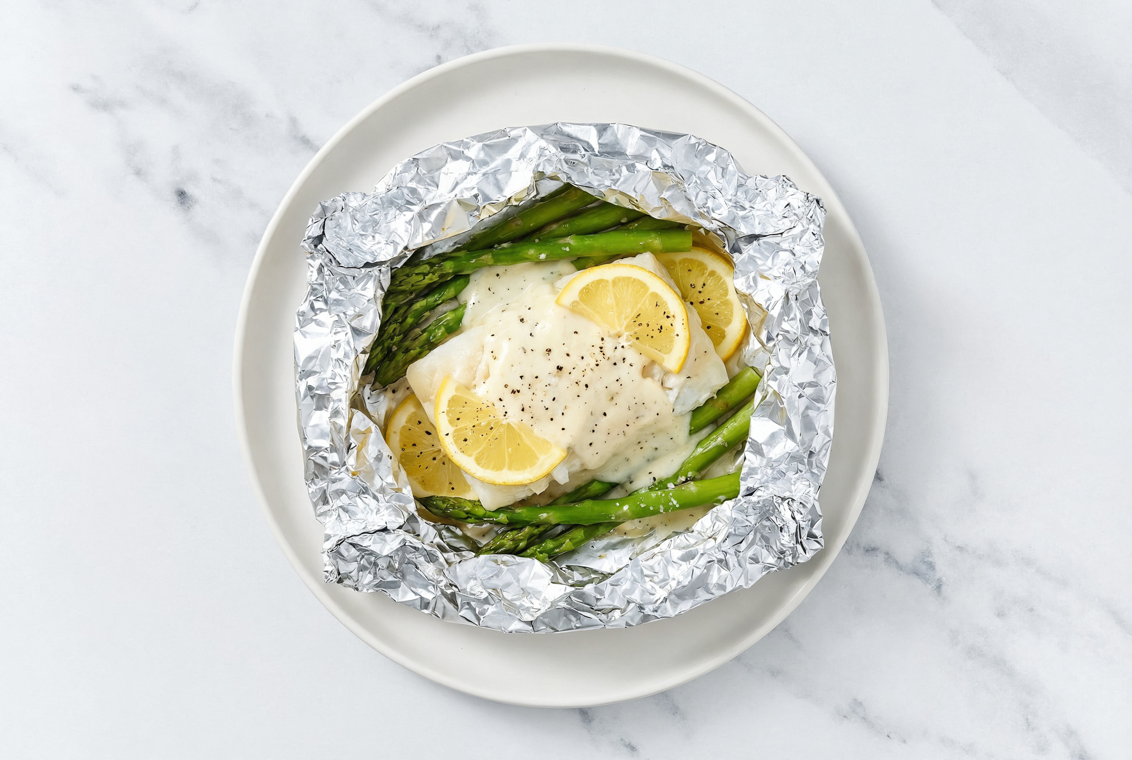 All-in-One Lemony Alfredo Halibut
