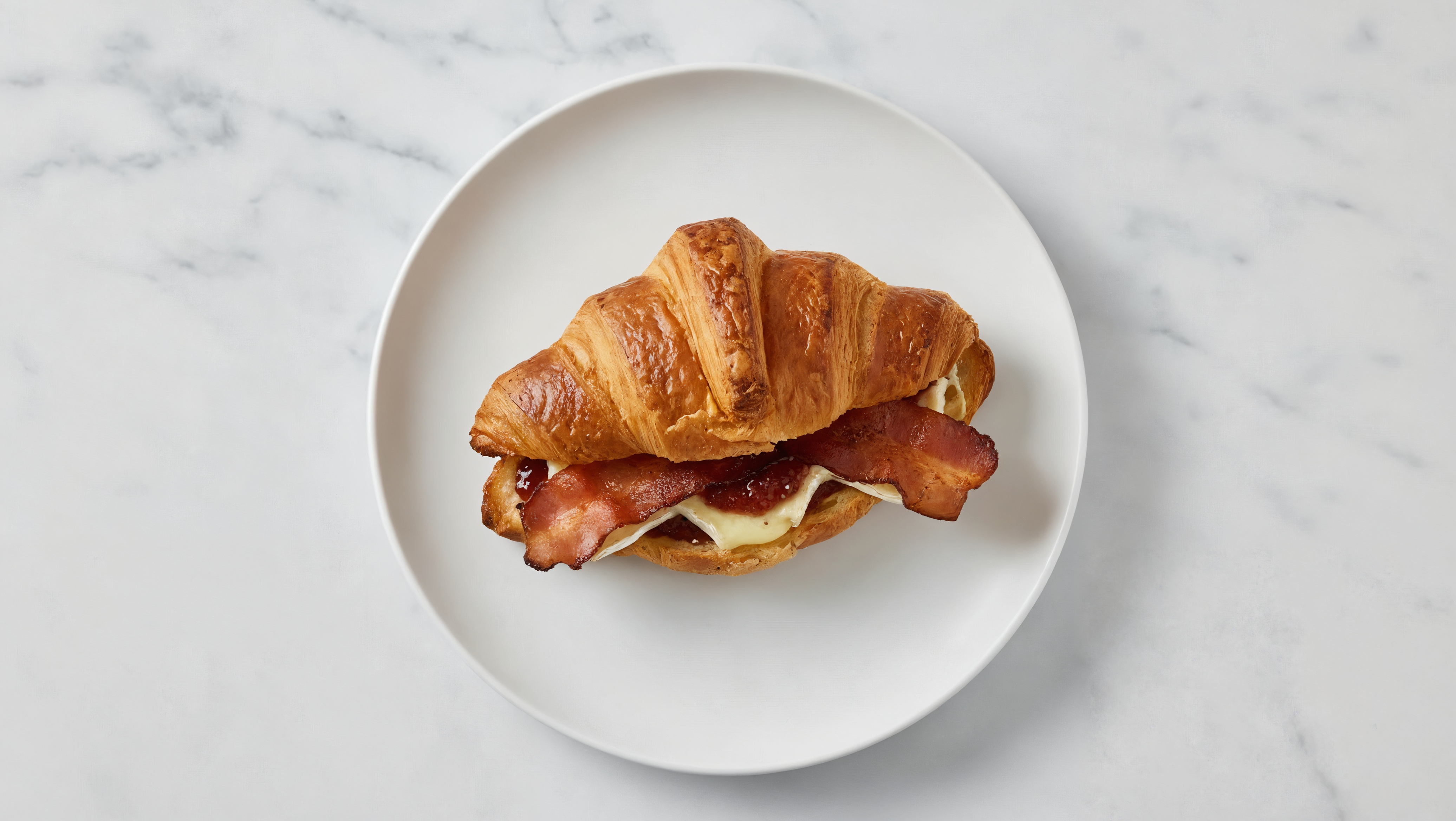 Bacon, Brie + Strawberry Jam Croissant Grilled Cheese