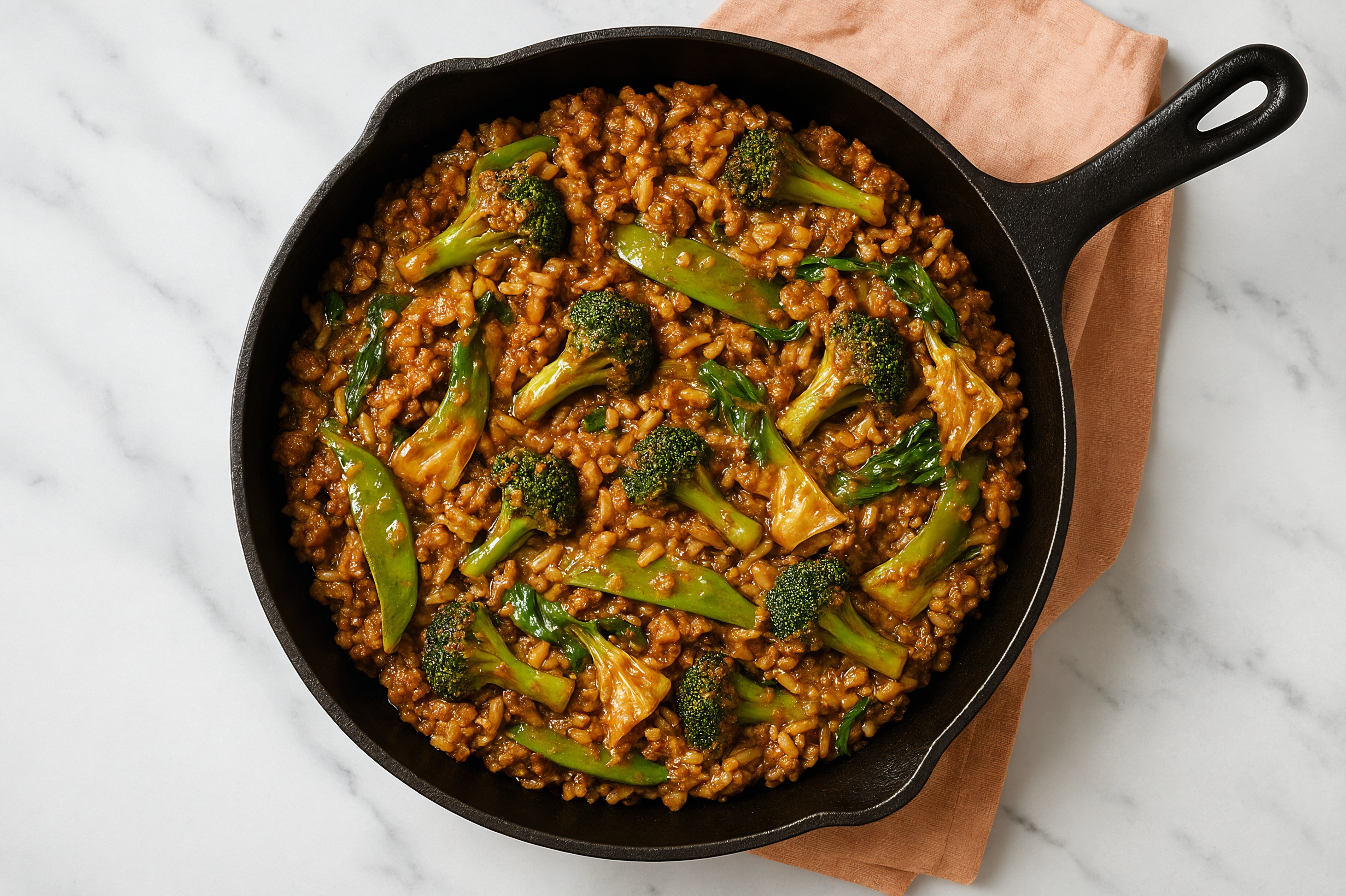 Thai Peanut Bok Choy + Ground Bison Stir-Fry with Brown Rice