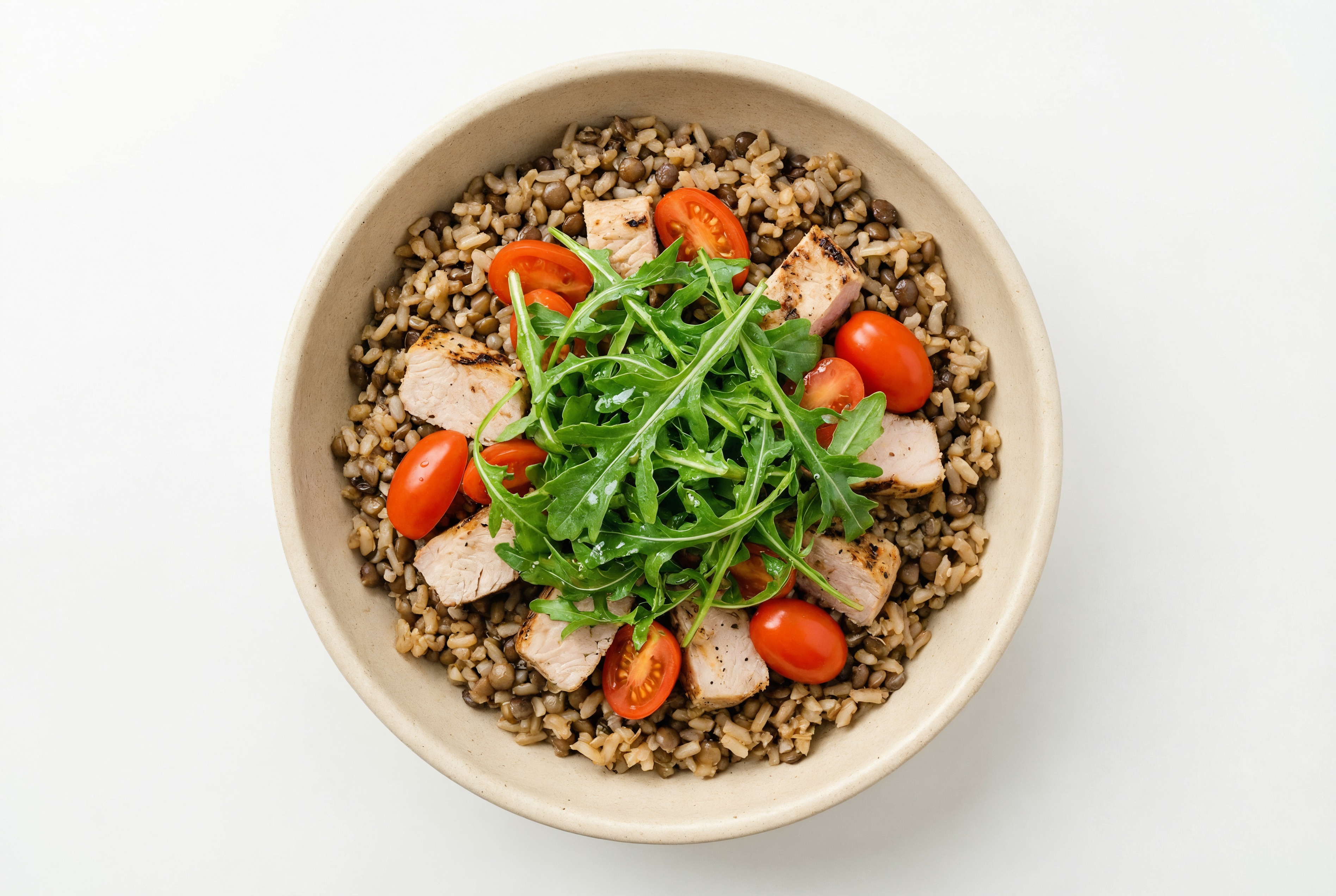 Lemony Grilled Boneless Pork Chops + Arugula Power Bowl