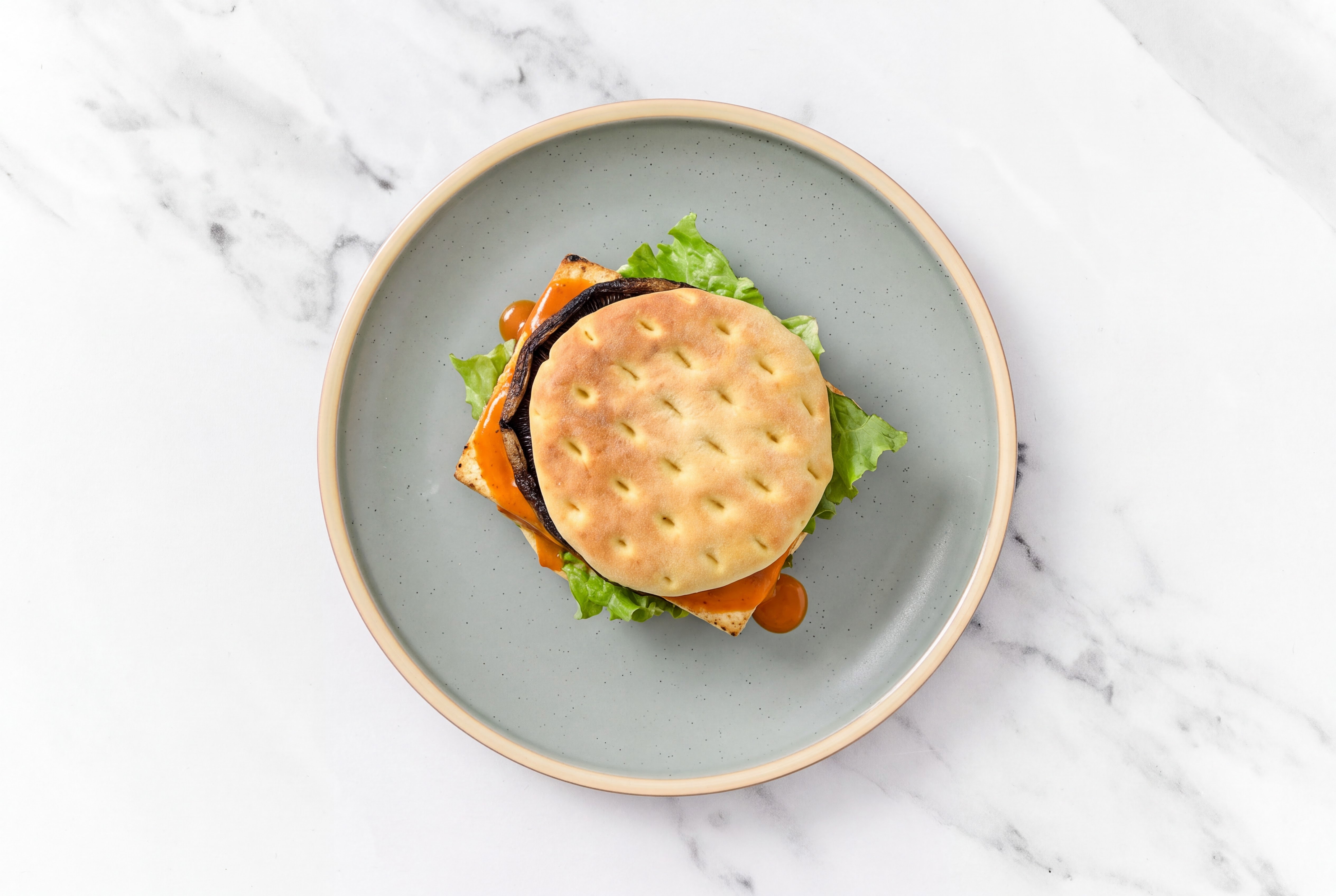 Dill Buffalo Grilled Tofu + Portabella Burger