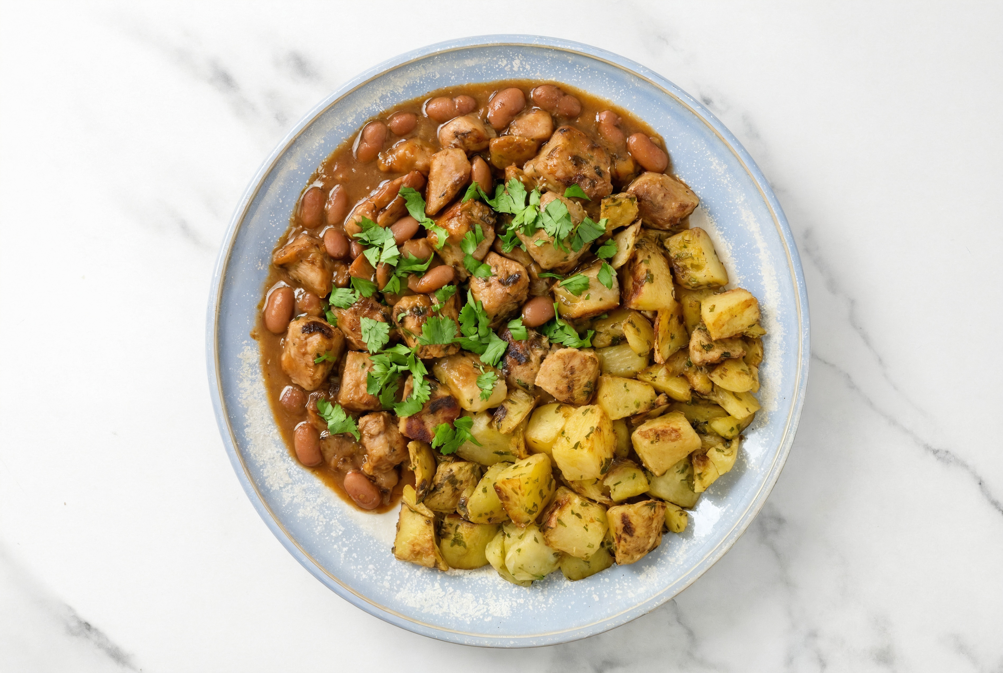 Cowboy Smothered Pork 'n Beans + Crispy Potatoes